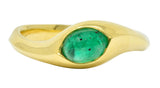 Vintage Emerald Cabochon 18 Karat Gold Eyelet Band Ring Circa 1990sRing - Wilson's Estate Jewelry