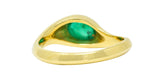 Vintage Emerald Cabochon 18 Karat Gold Eyelet Band Ring Circa 1990sRing - Wilson's Estate Jewelry