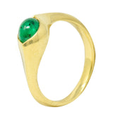 Vintage Emerald Cabochon 18 Karat Gold Eyelet Band Ring Circa 1990sRing - Wilson's Estate Jewelry