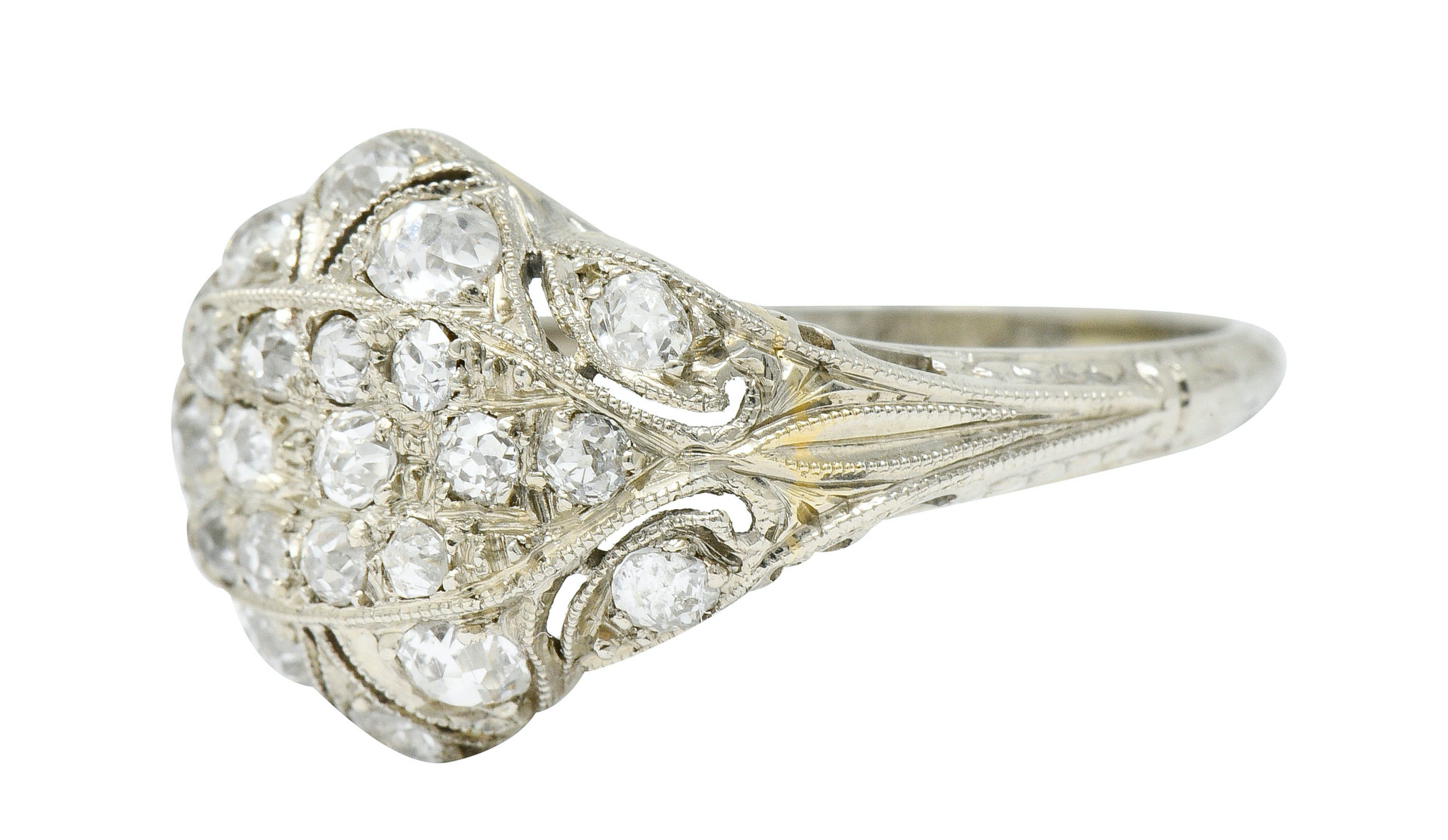 Art Deco 1.42 CTW Diamond 18 Karat White Gold Dinner RingRing - Wilson's Estate Jewelry