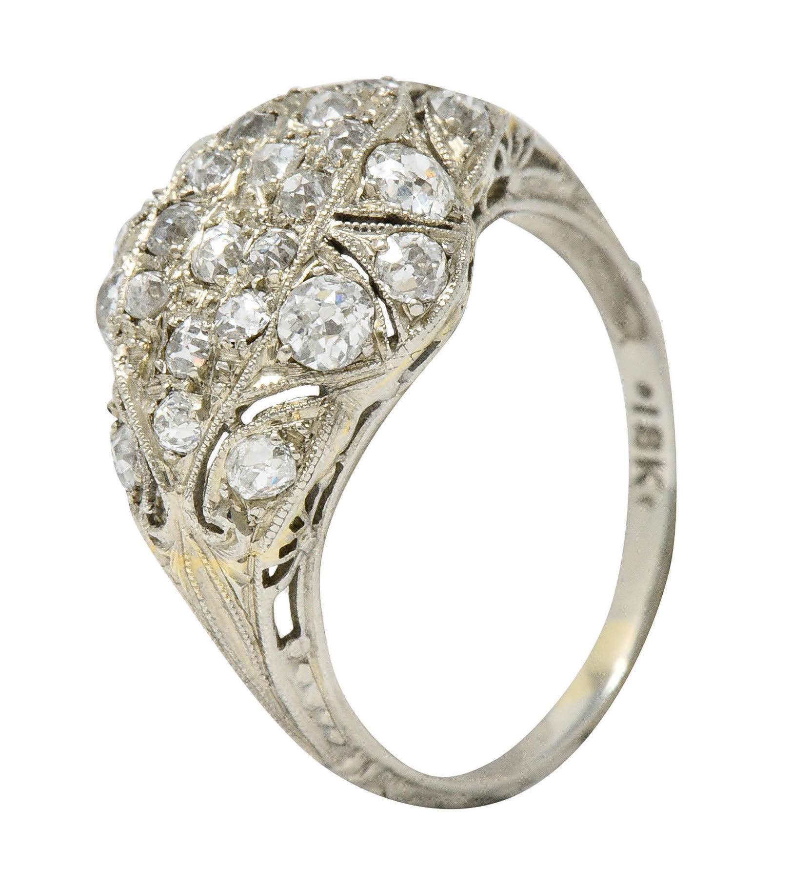 Art Deco 1.42 CTW Diamond 18 Karat White Gold Dinner RingRing - Wilson's Estate Jewelry