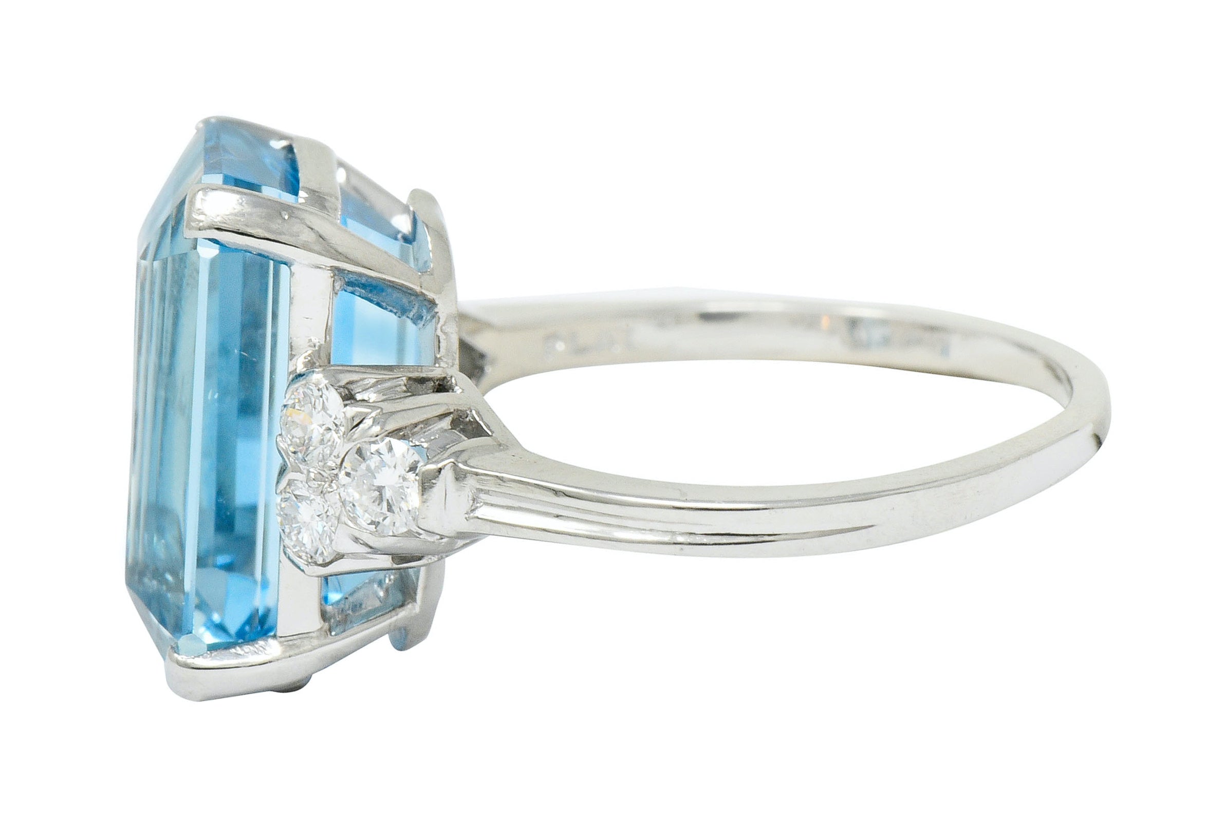 Tiffany & Co. 7.38 CTW Aquamarine Diamond Platinum Retro Cocktail Ring - Wilson's Estate Jewelry