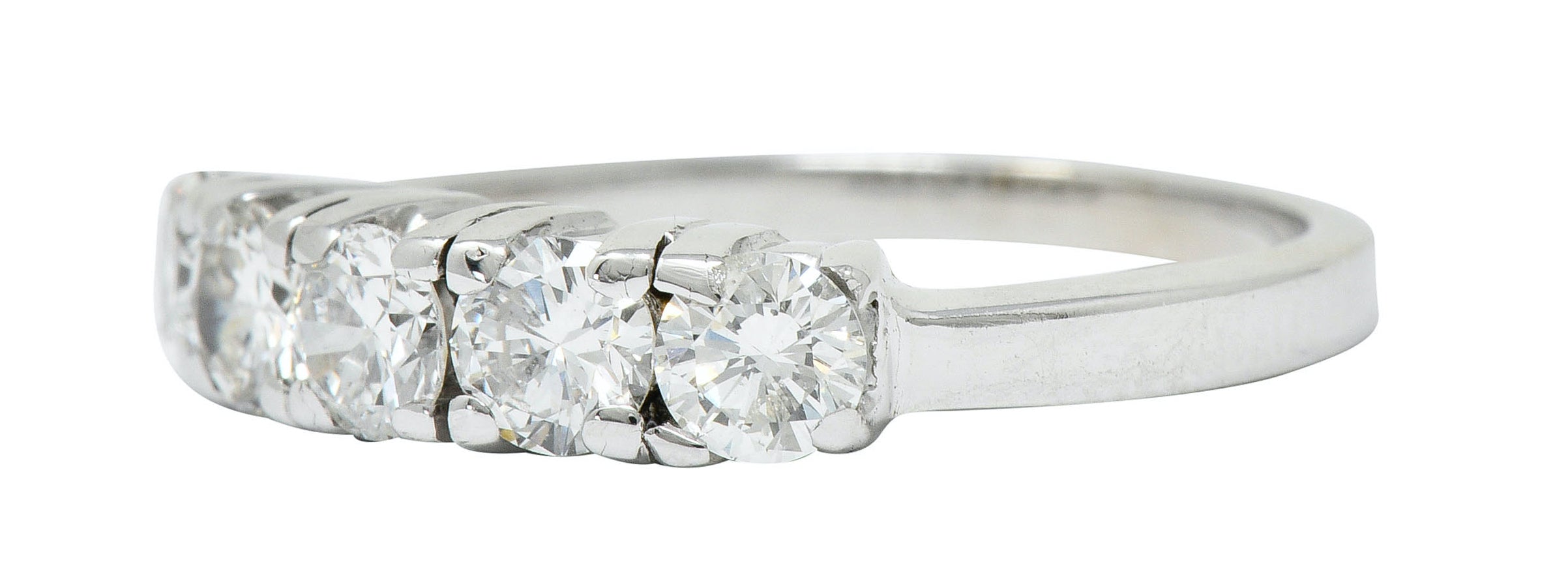 Mid-Century 1.00 CTW Diamond Platinum Five Stone Band RingRing - Wilson's Estate Jewelry