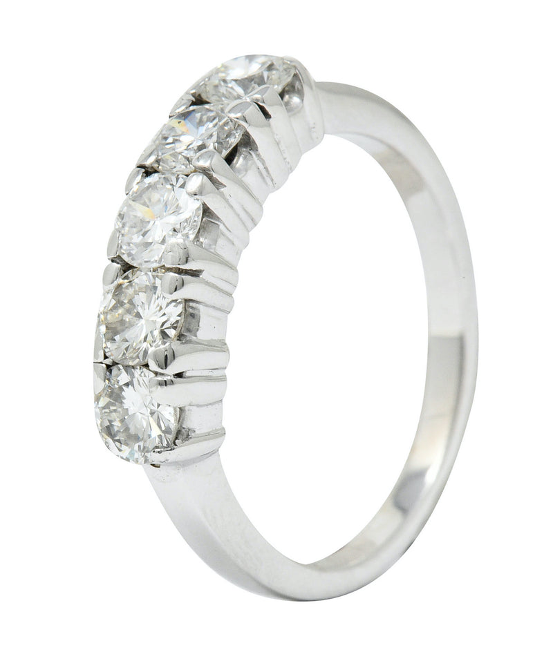 Mid-Century 1.00 CTW Diamond Platinum Five Stone Band RingRing - Wilson's Estate Jewelry