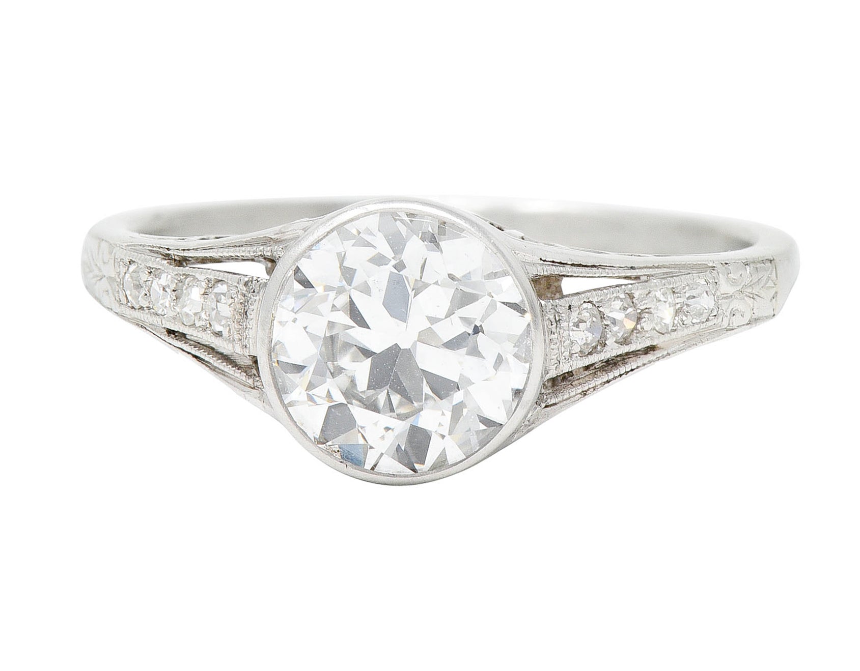 Art Deco 1.48 CTW Diamond Platinum Bezel Engagement RingRing - Wilson's Estate Jewelry