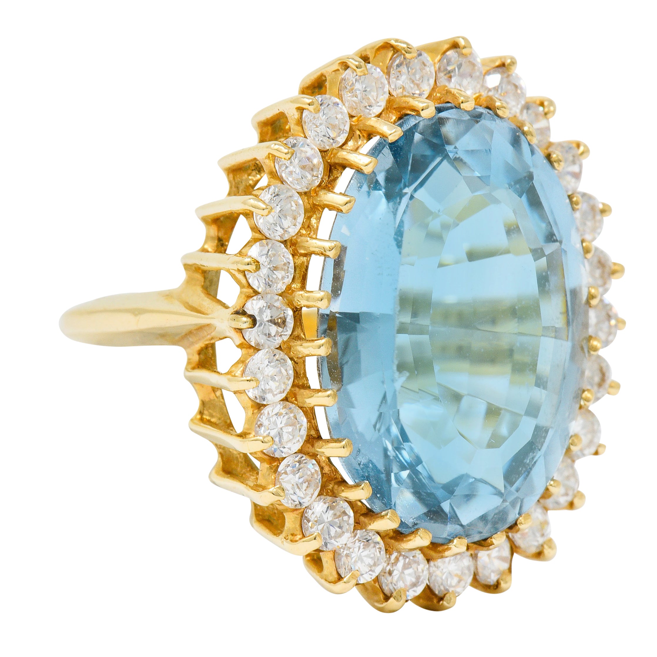 19.45 CTW Blue Topaz Diamond 14 Karat Gold Cluster RingRing - Wilson's Estate Jewelry