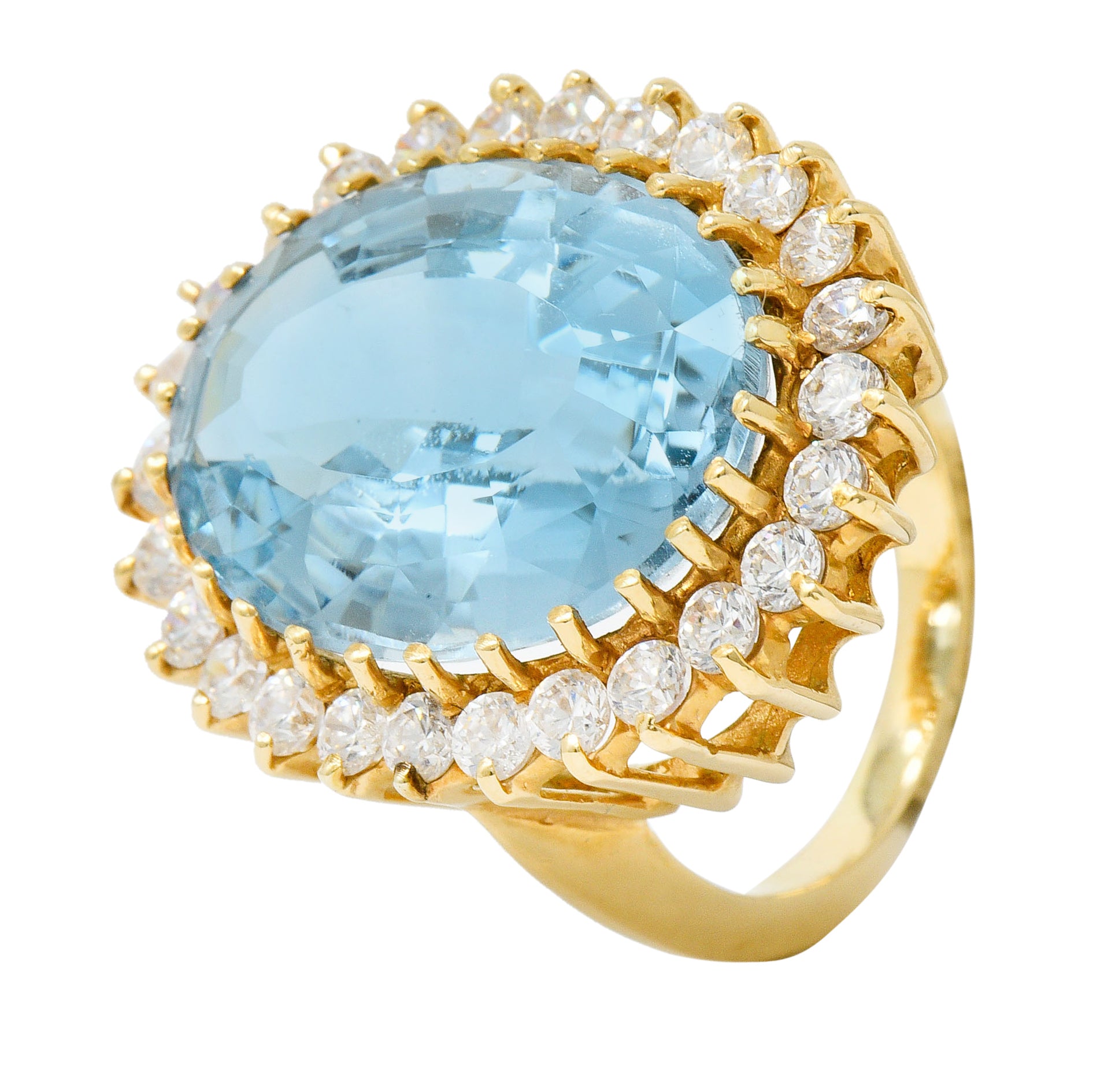 19.45 CTW Blue Topaz Diamond 14 Karat Gold Cluster RingRing - Wilson's Estate Jewelry