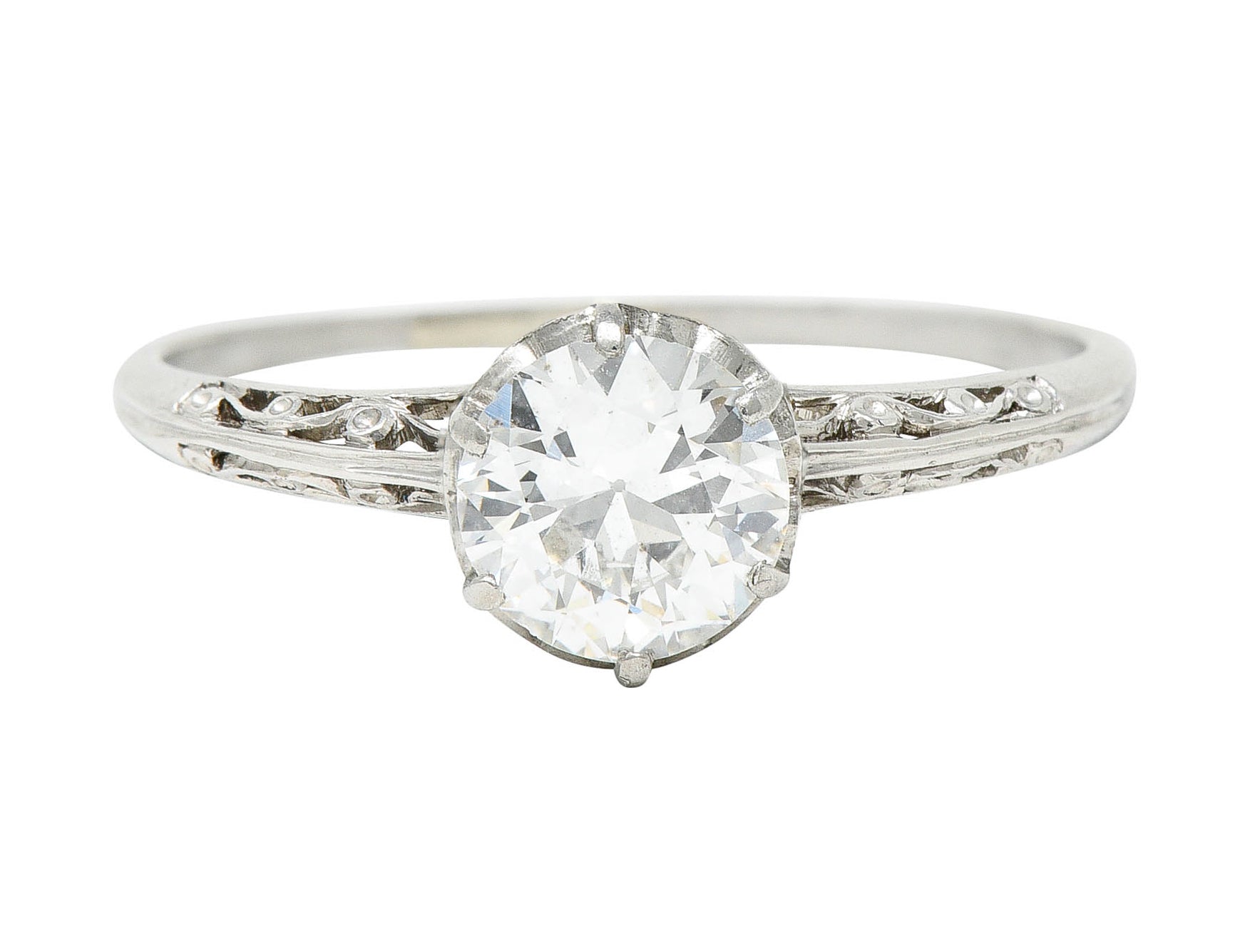 Late Edwardian 0.78 CTW Diamond Platinum Filigree Engagement RingRing - Wilson's Estate Jewelry