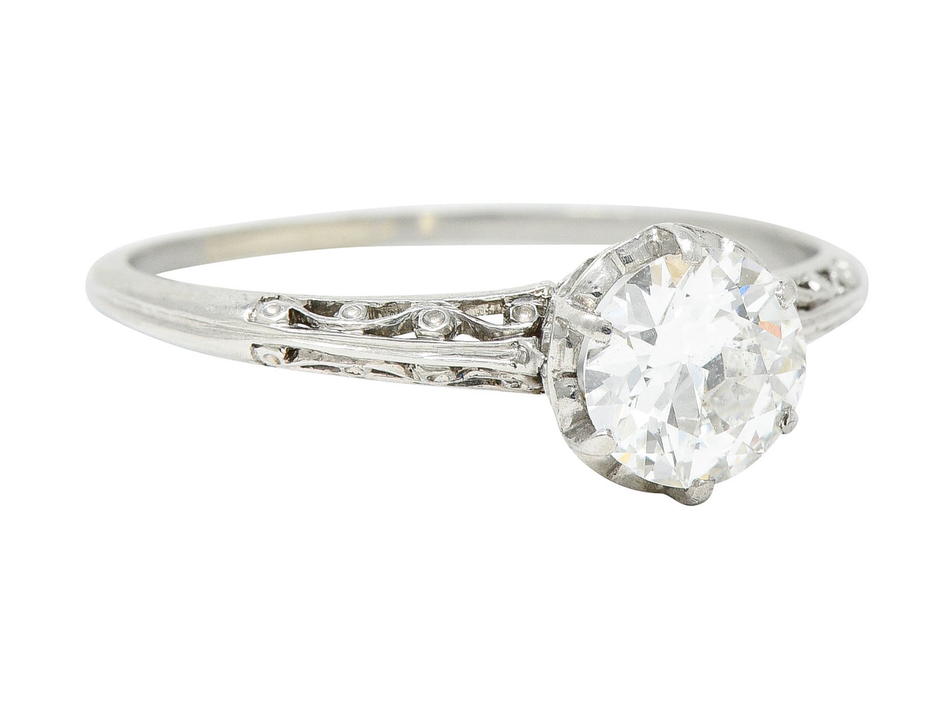 Late Edwardian 0.78 CTW Diamond Platinum Filigree Engagement RingRing - Wilson's Estate Jewelry