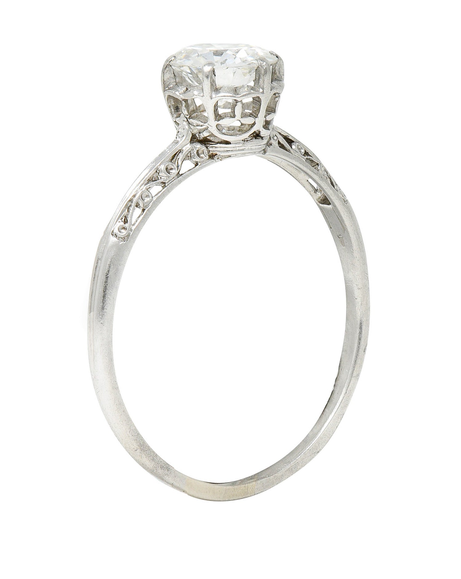 Late Edwardian 0.78 CTW Diamond Platinum Filigree Engagement RingRing - Wilson's Estate Jewelry