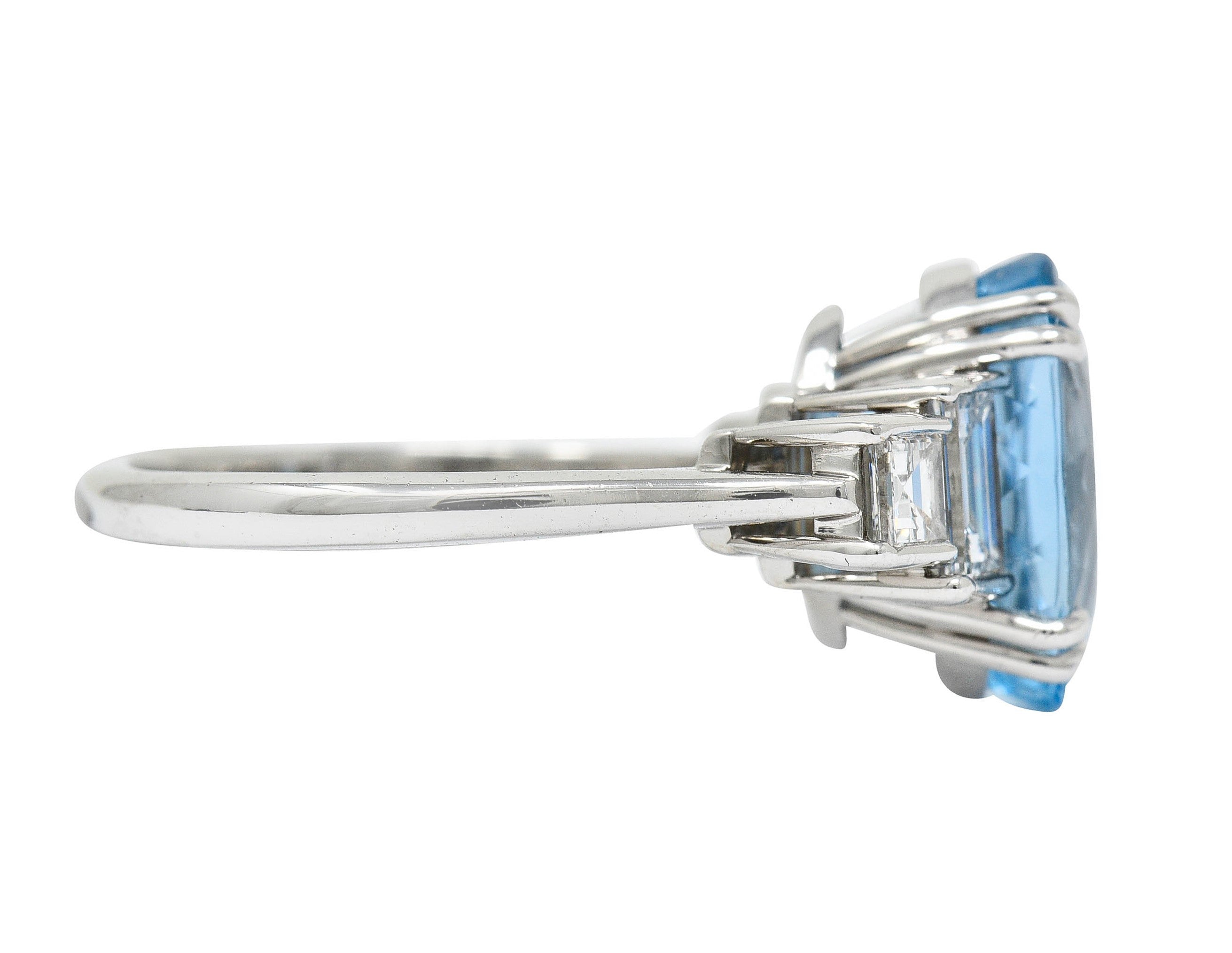 Tiffany & Co. 4.75 CTW Aquamarine Diamond Platinum Statement RingRing - Wilson's Estate Jewelry