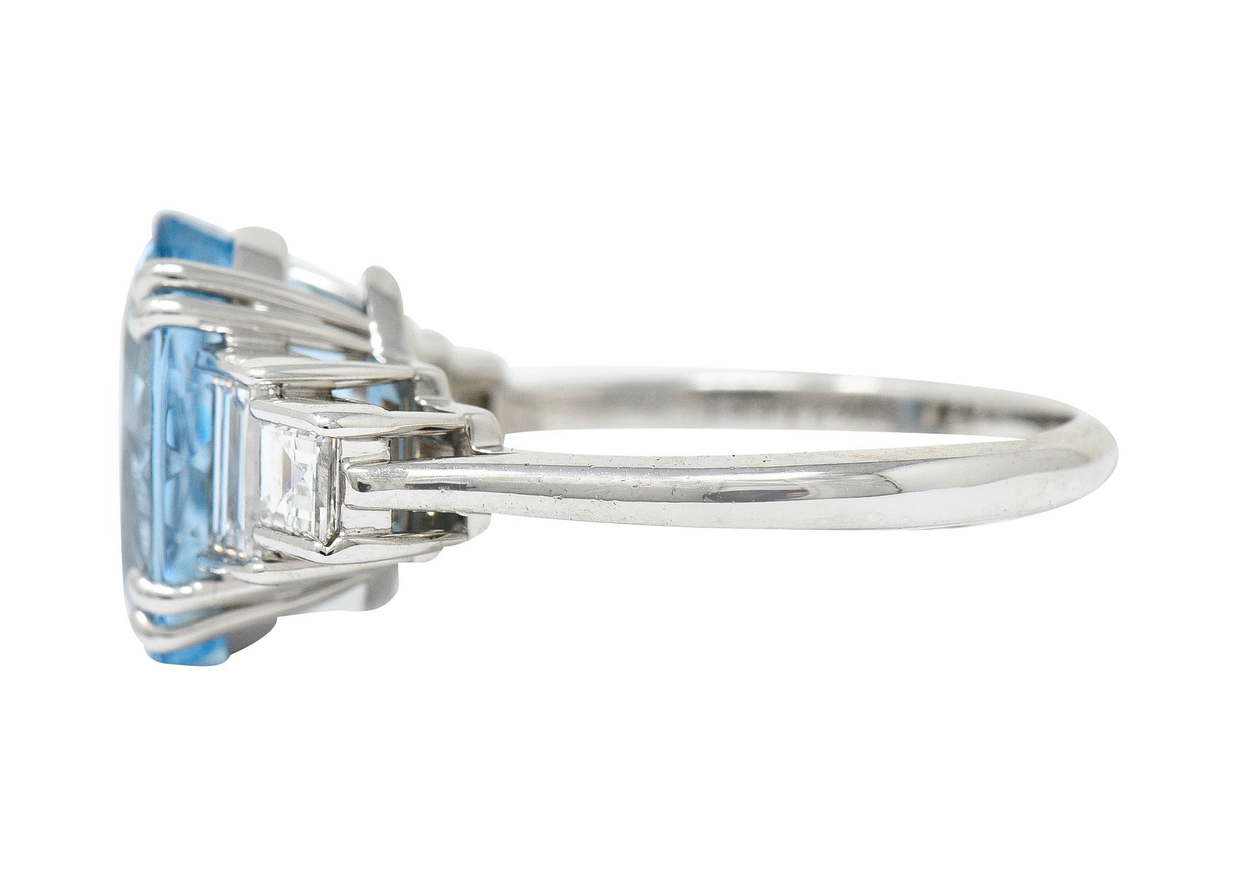 Tiffany & Co. 4.75 CTW Aquamarine Diamond Platinum Statement RingRing - Wilson's Estate Jewelry