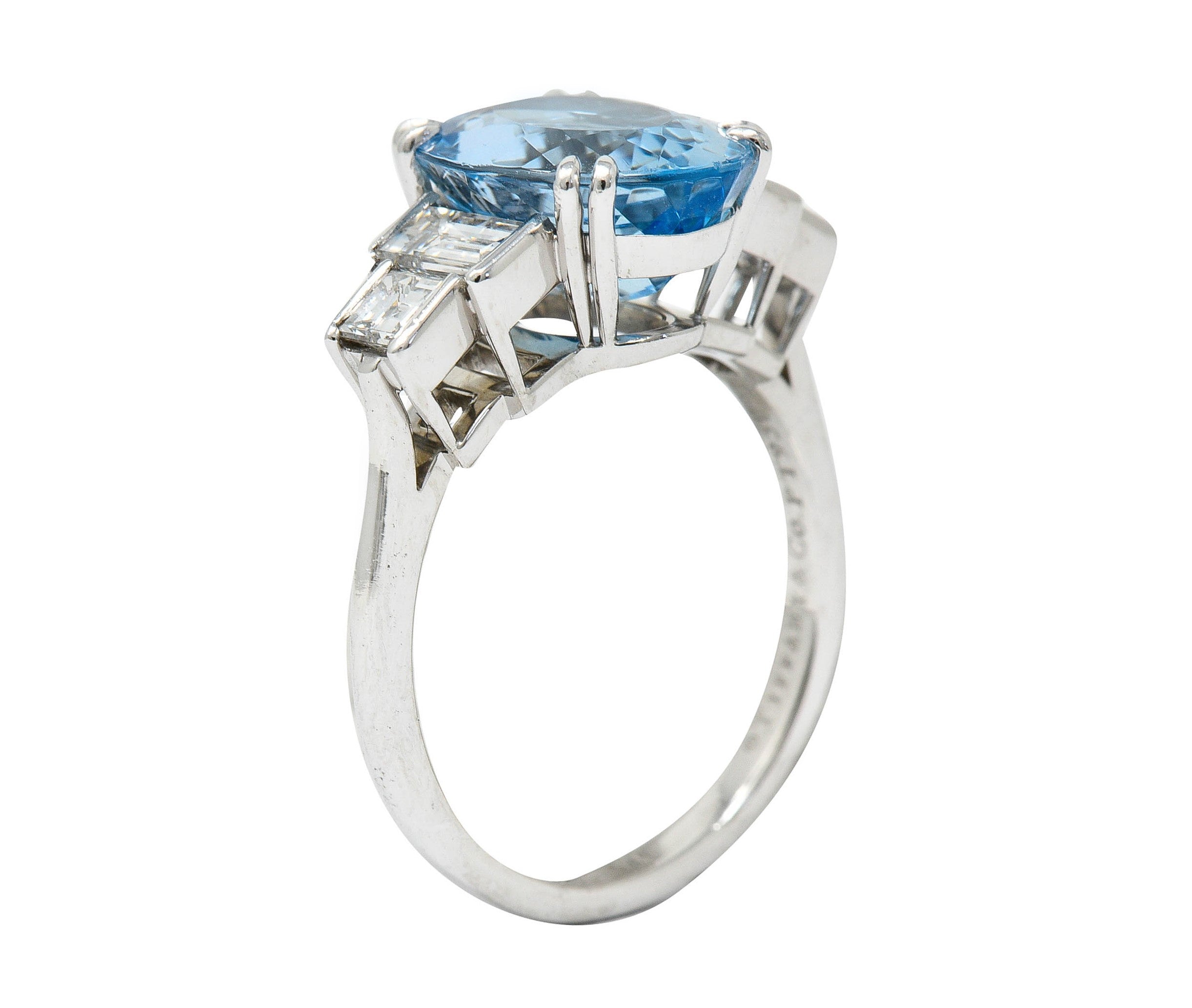 Tiffany & Co. 4.75 CTW Aquamarine Diamond Platinum Statement RingRing - Wilson's Estate Jewelry