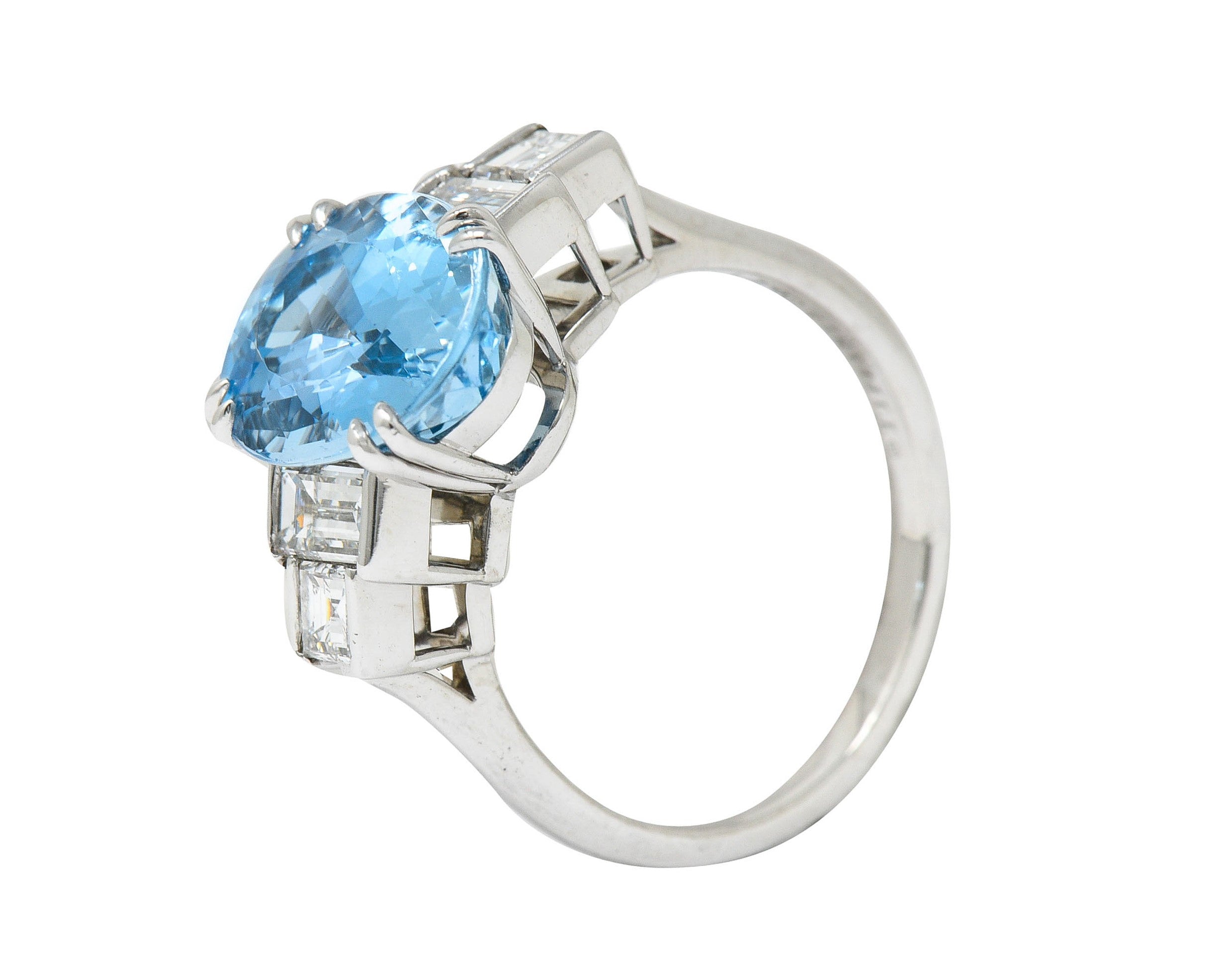 Tiffany & Co. 4.75 CTW Aquamarine Diamond Platinum Statement RingRing - Wilson's Estate Jewelry