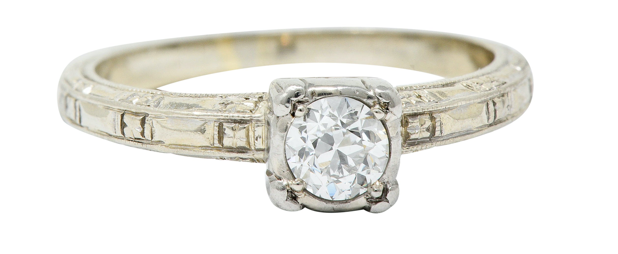 Art Deco 0.35 CTW Diamond 14 Karat White Gold Engagement RingRing - Wilson's Estate Jewelry