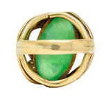 Art Nouveau Jadeite Jade Cabochon 14 Karat Gold Band Ring GIARing - Wilson's Estate Jewelry