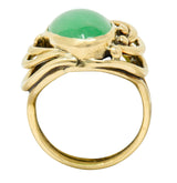 Art Nouveau Jadeite Jade Cabochon 14 Karat Gold Band Ring GIARing - Wilson's Estate Jewelry