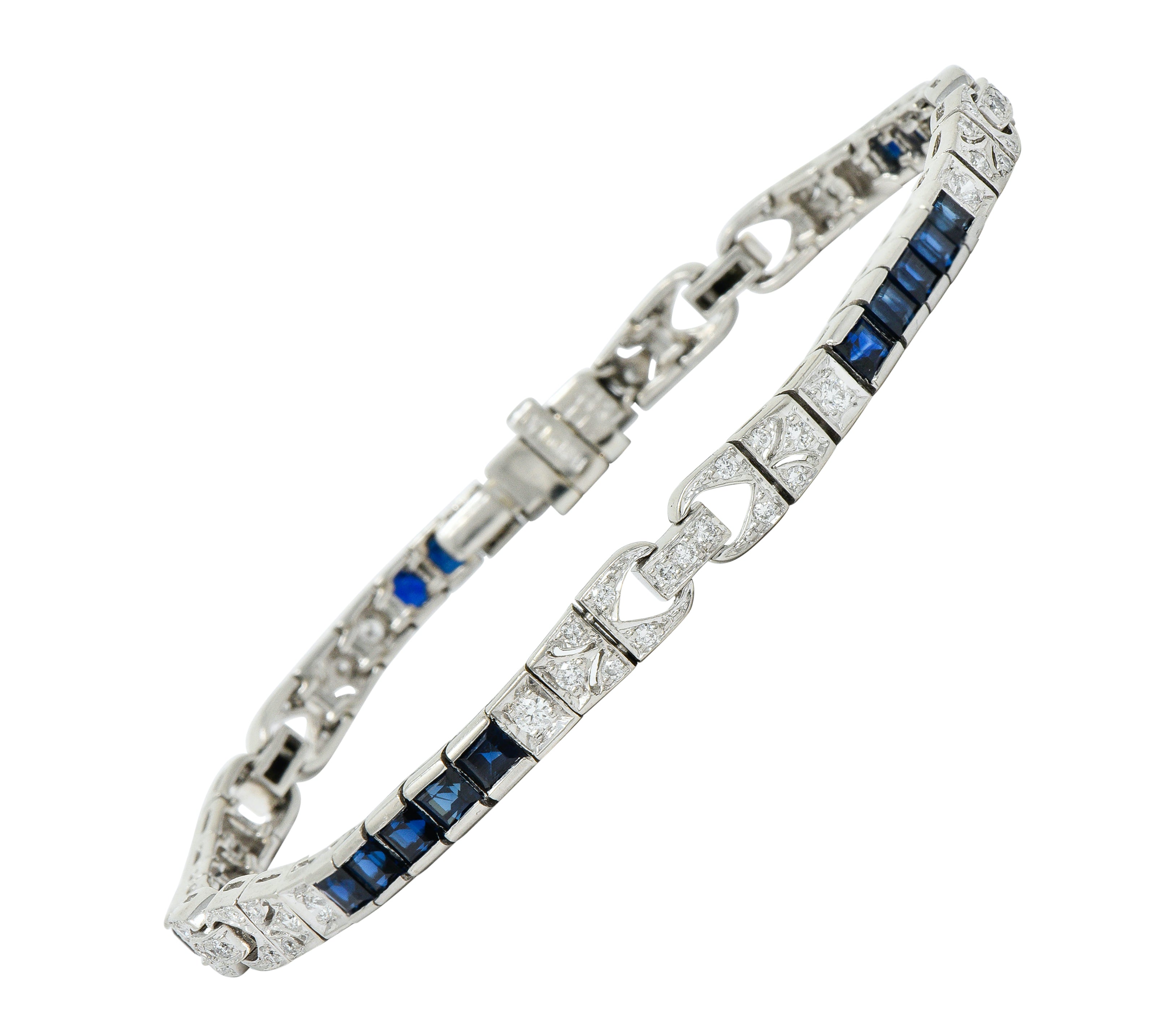 Vintage Sapphire Diamond Platinum Line Braceletbracelet - Wilson's Estate Jewelry