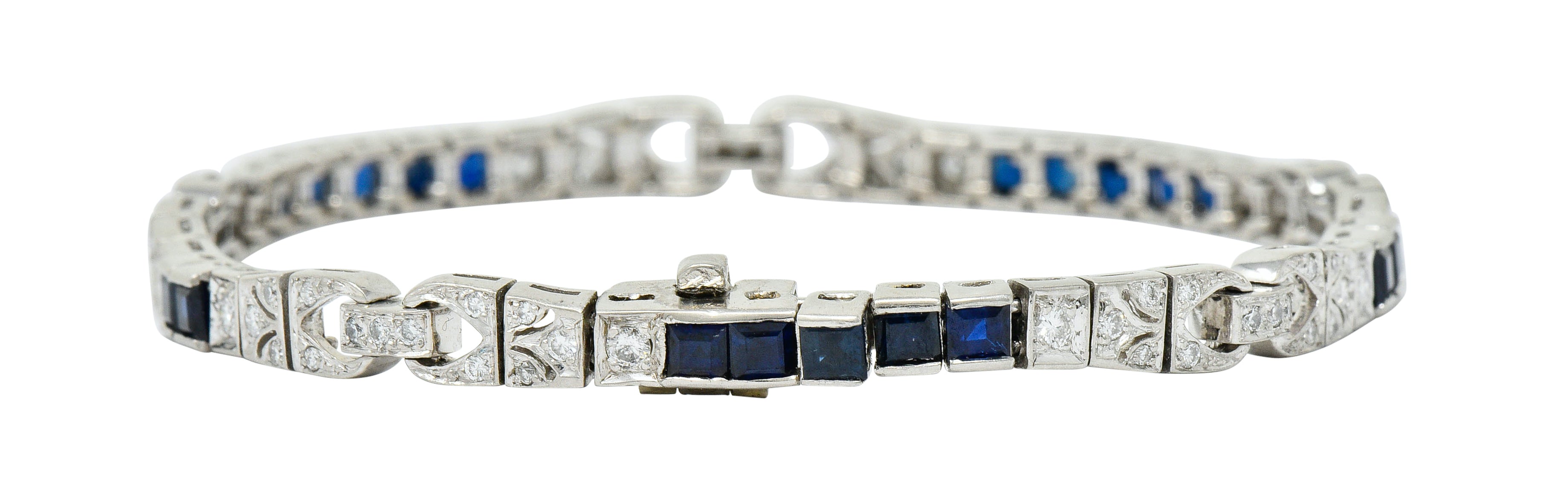 Vintage Sapphire Diamond Platinum Line Braceletbracelet - Wilson's Estate Jewelry