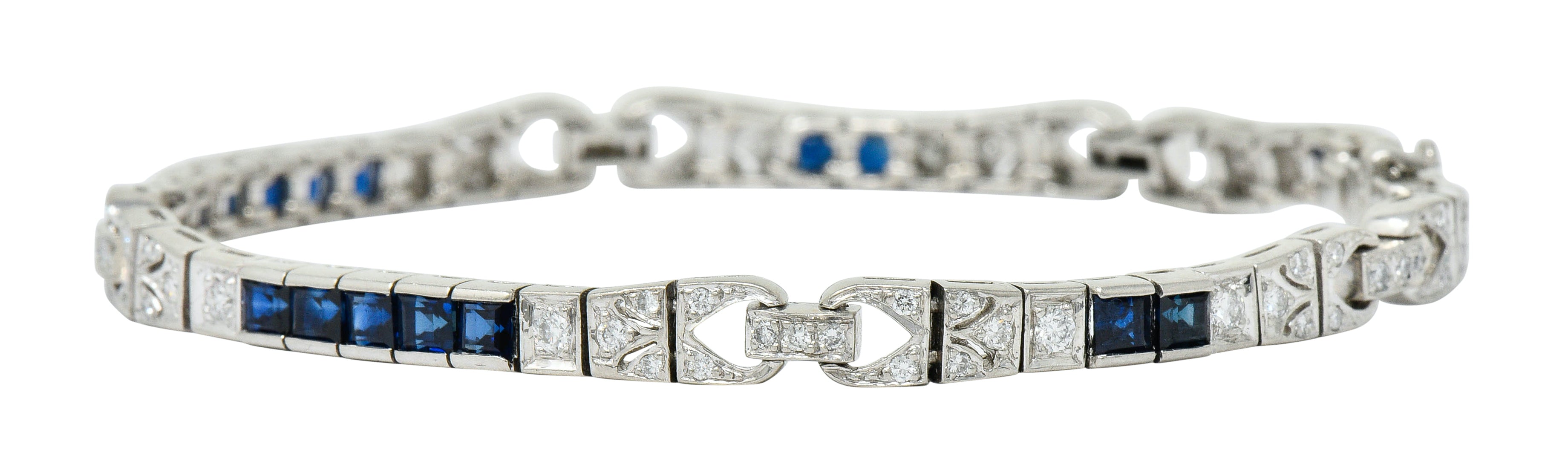 Vintage Sapphire Diamond Platinum Line Braceletbracelet - Wilson's Estate Jewelry