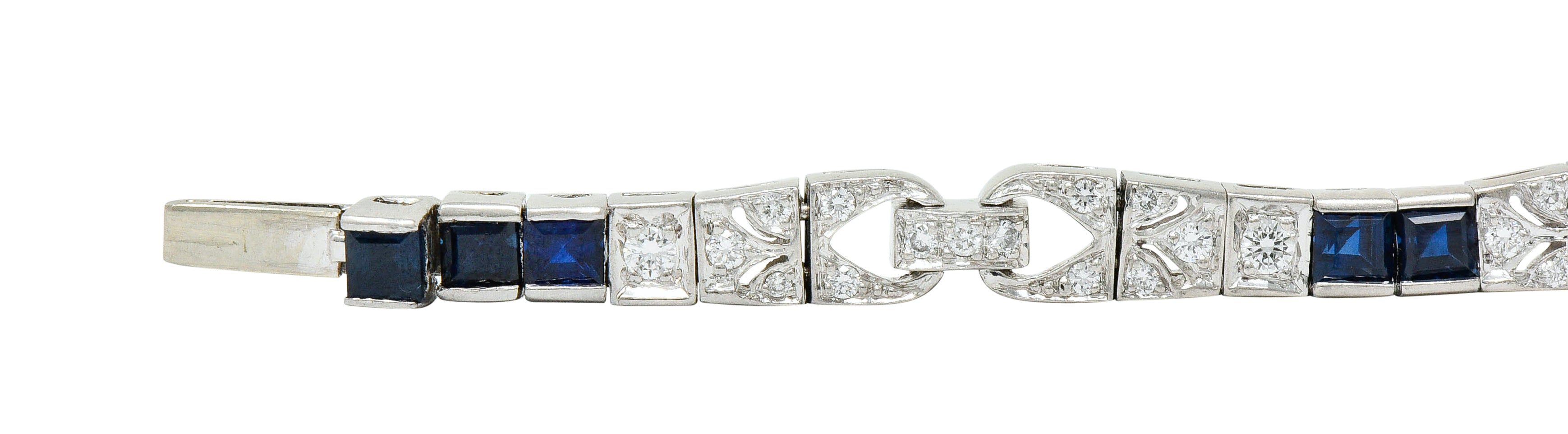 Vintage Sapphire Diamond Platinum Line Braceletbracelet - Wilson's Estate Jewelry