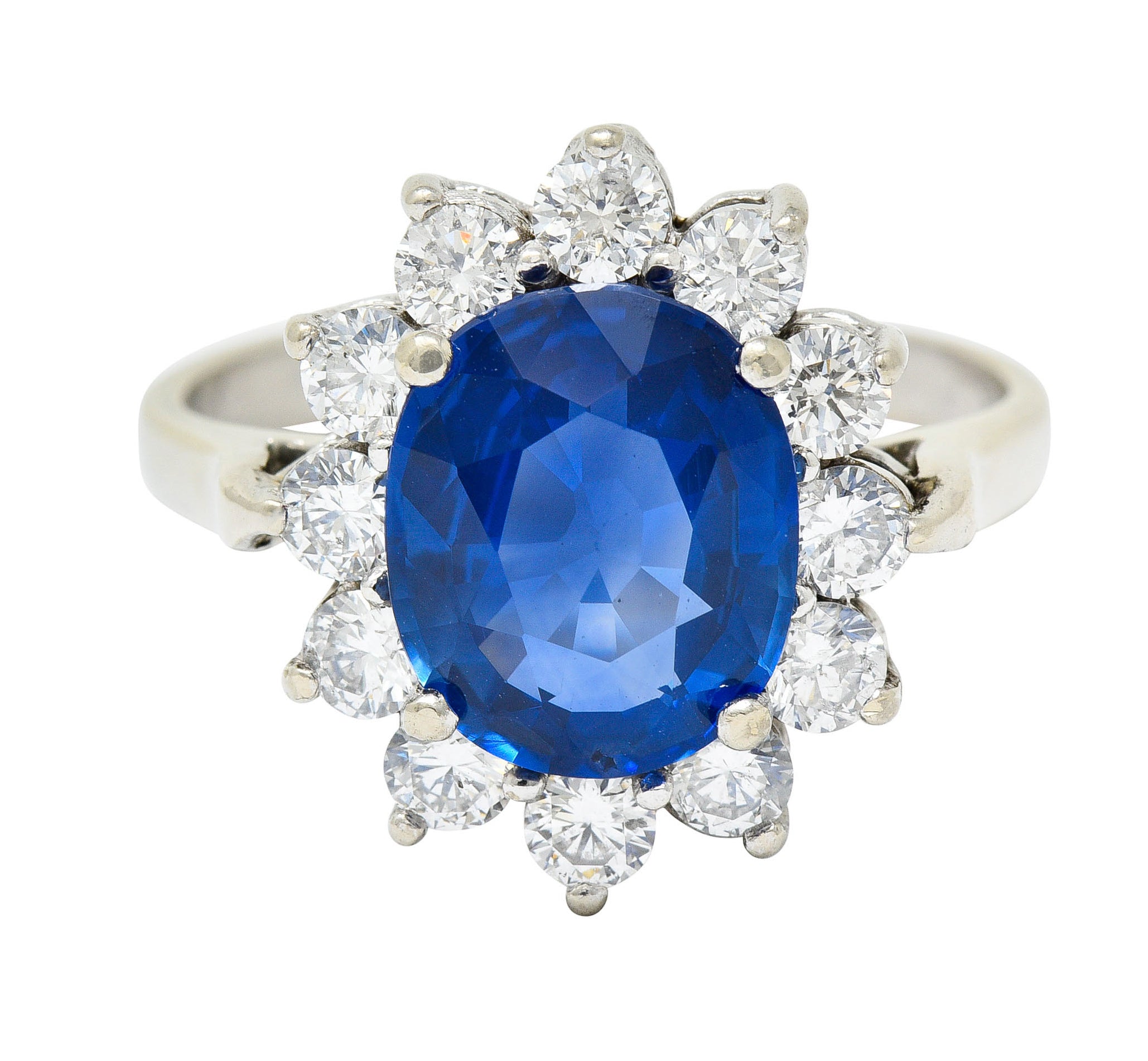 Regal 5.16 CTW Sapphire Diamond 14 Karat White Gold Cluster RingRing - Wilson's Estate Jewelry