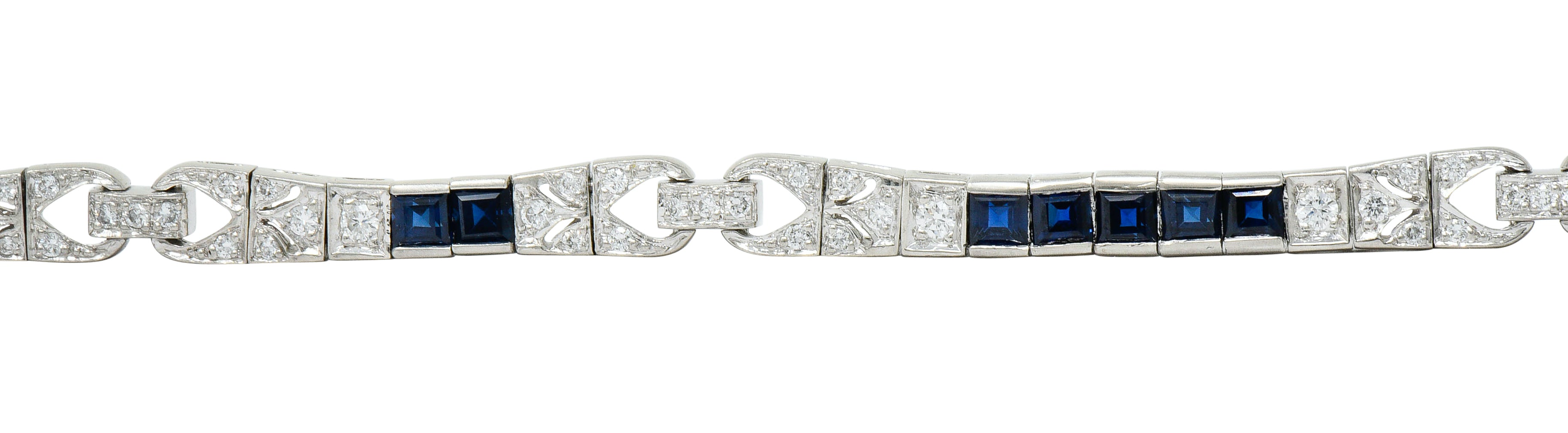 Vintage Sapphire Diamond Platinum Line Braceletbracelet - Wilson's Estate Jewelry