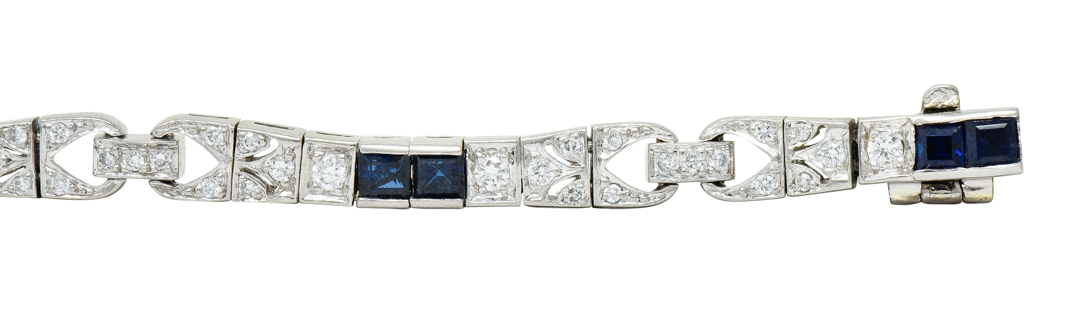 Vintage Sapphire Diamond Platinum Line Braceletbracelet - Wilson's Estate Jewelry