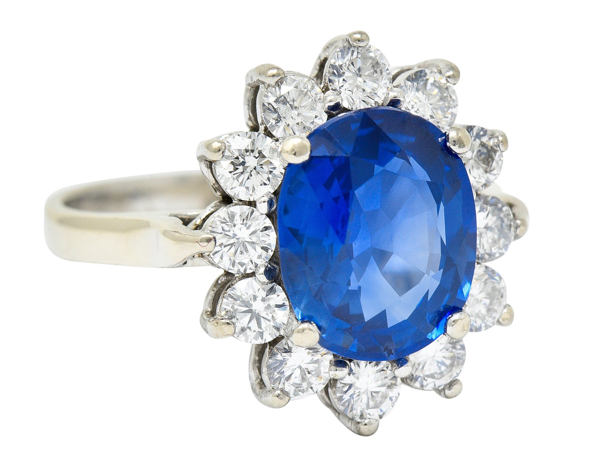 Regal 5.16 CTW Sapphire Diamond 14 Karat White Gold Cluster RingRing - Wilson's Estate Jewelry