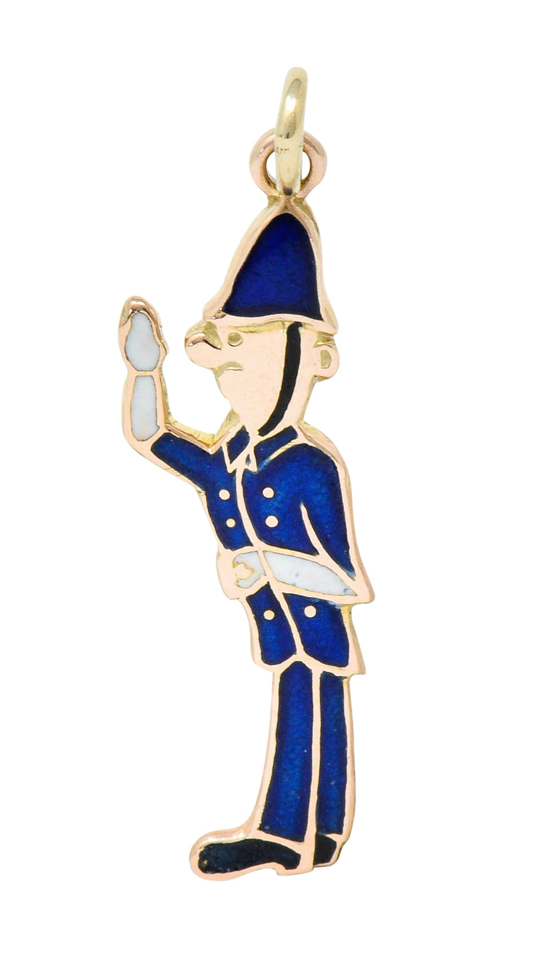 1952 Enamel 9 Karat Rose Gold British Bobby Police Officer Charmcharm - Wilson's Estate Jewelry