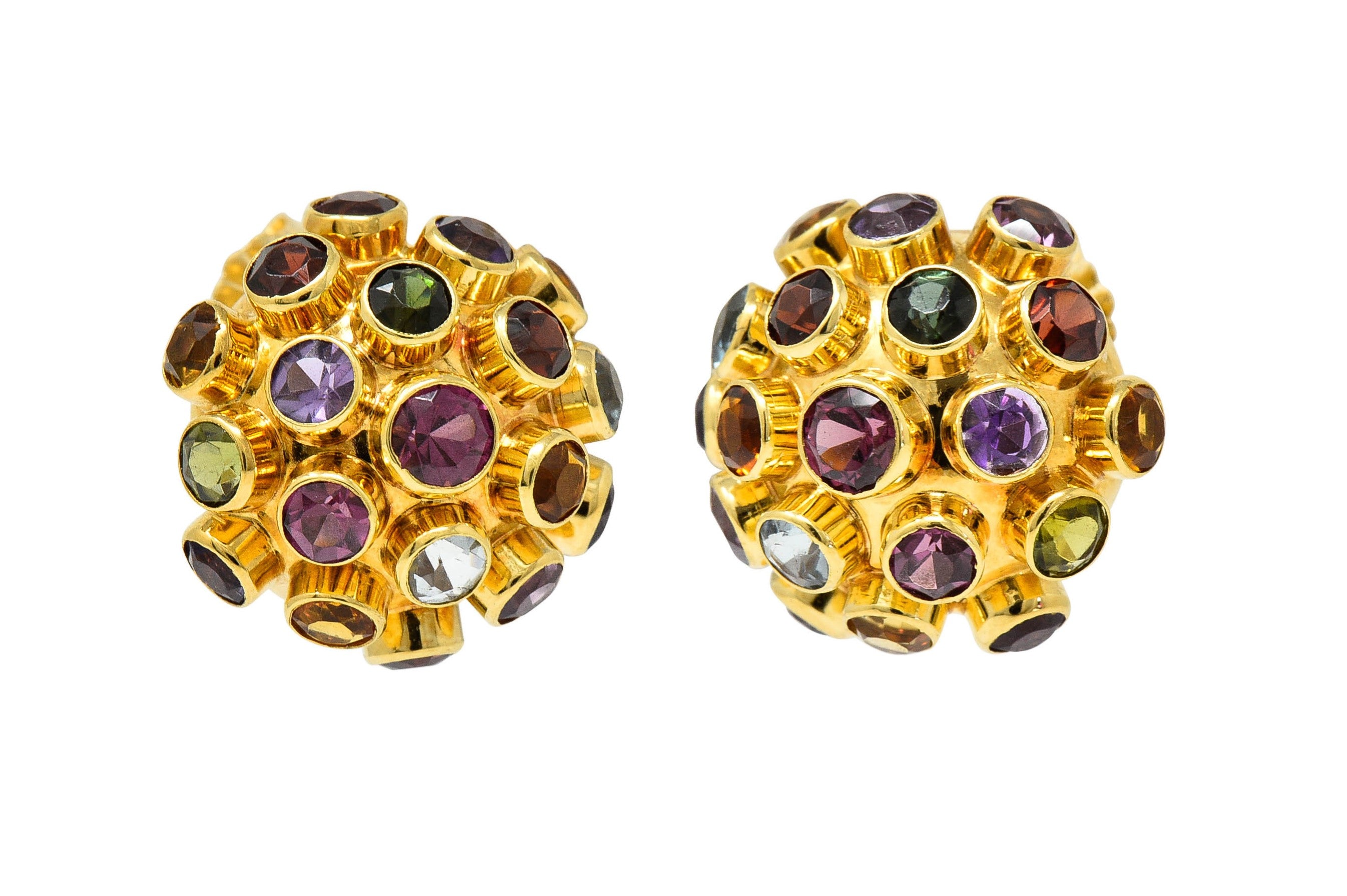 1960's Vintage Multi-Gem 18 Karat Gold Sputnik Cluster EarringsEarrings - Wilson's Estate Jewelry