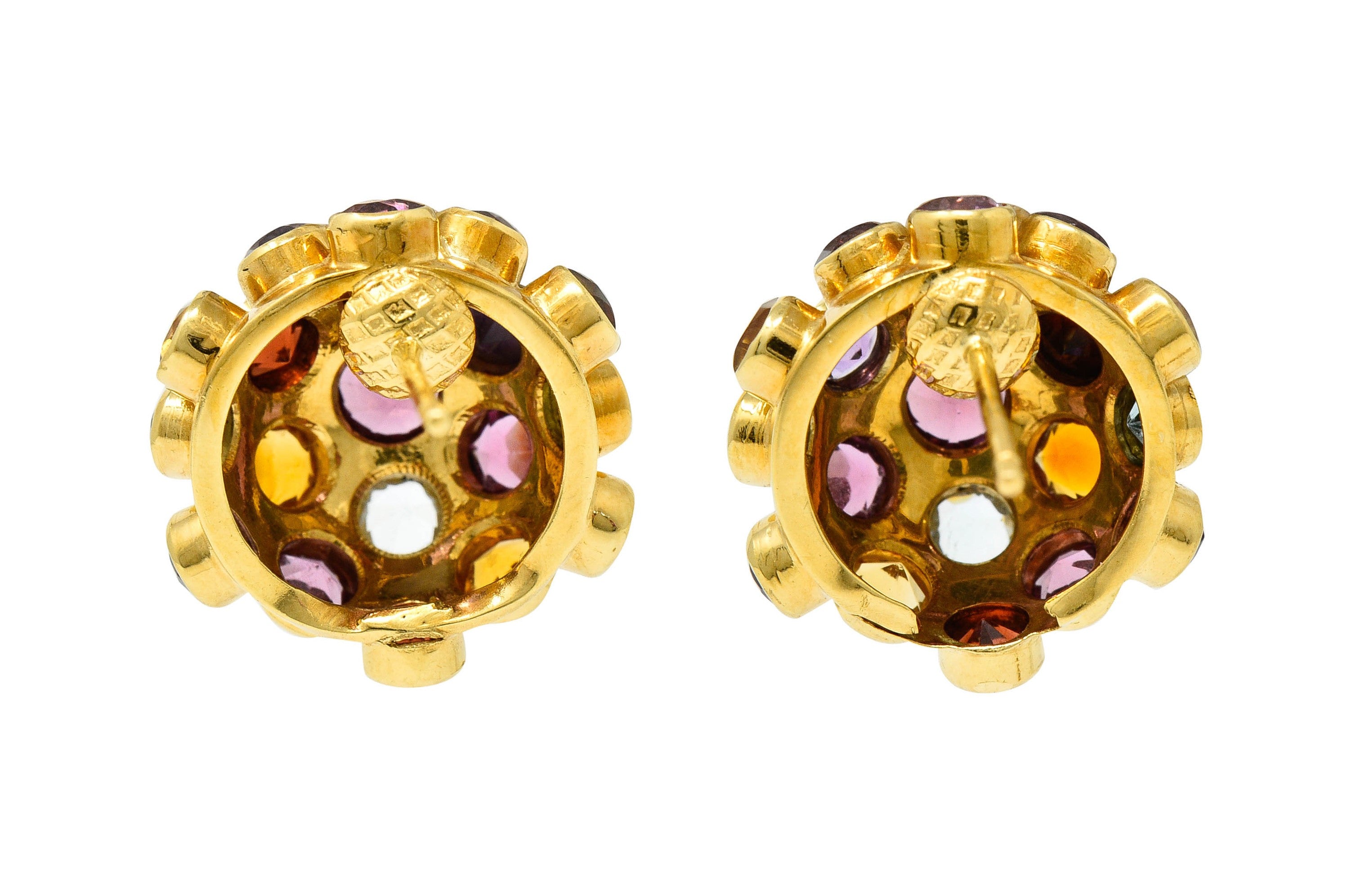 1960's Vintage Multi-Gem 18 Karat Gold Sputnik Cluster EarringsEarrings - Wilson's Estate Jewelry