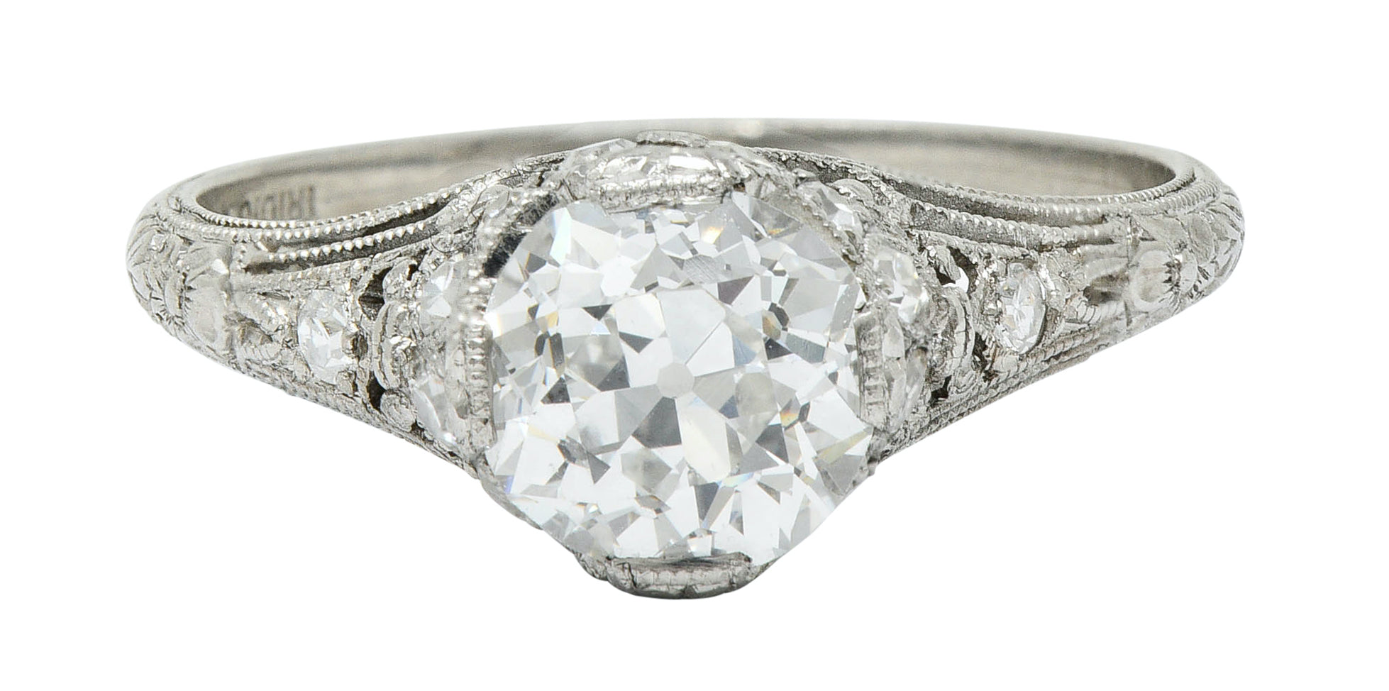 Edwardian 1.36 CTW Diamond Platinum Engagement Ring GIARing - Wilson's Estate Jewelry