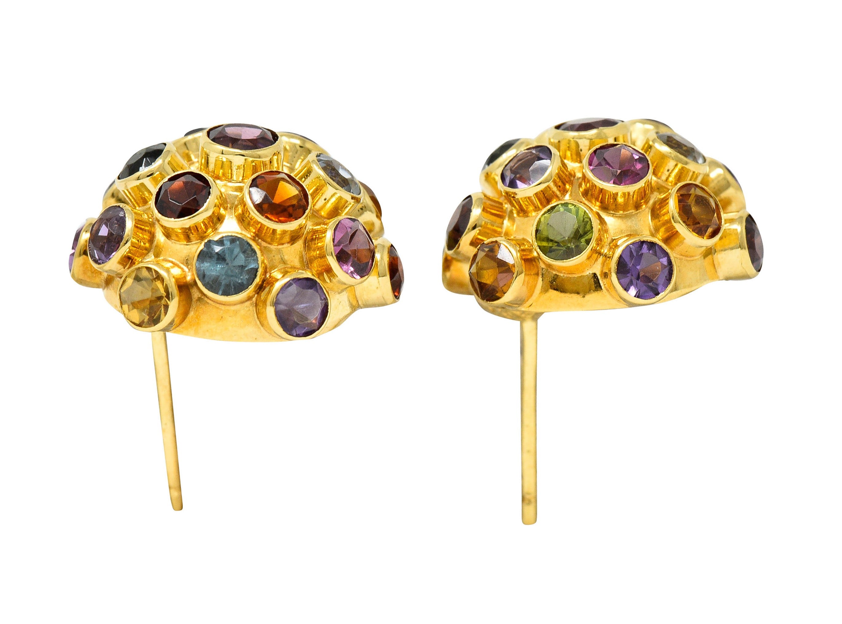 1960's Vintage Multi-Gem 18 Karat Gold Sputnik Cluster EarringsEarrings - Wilson's Estate Jewelry