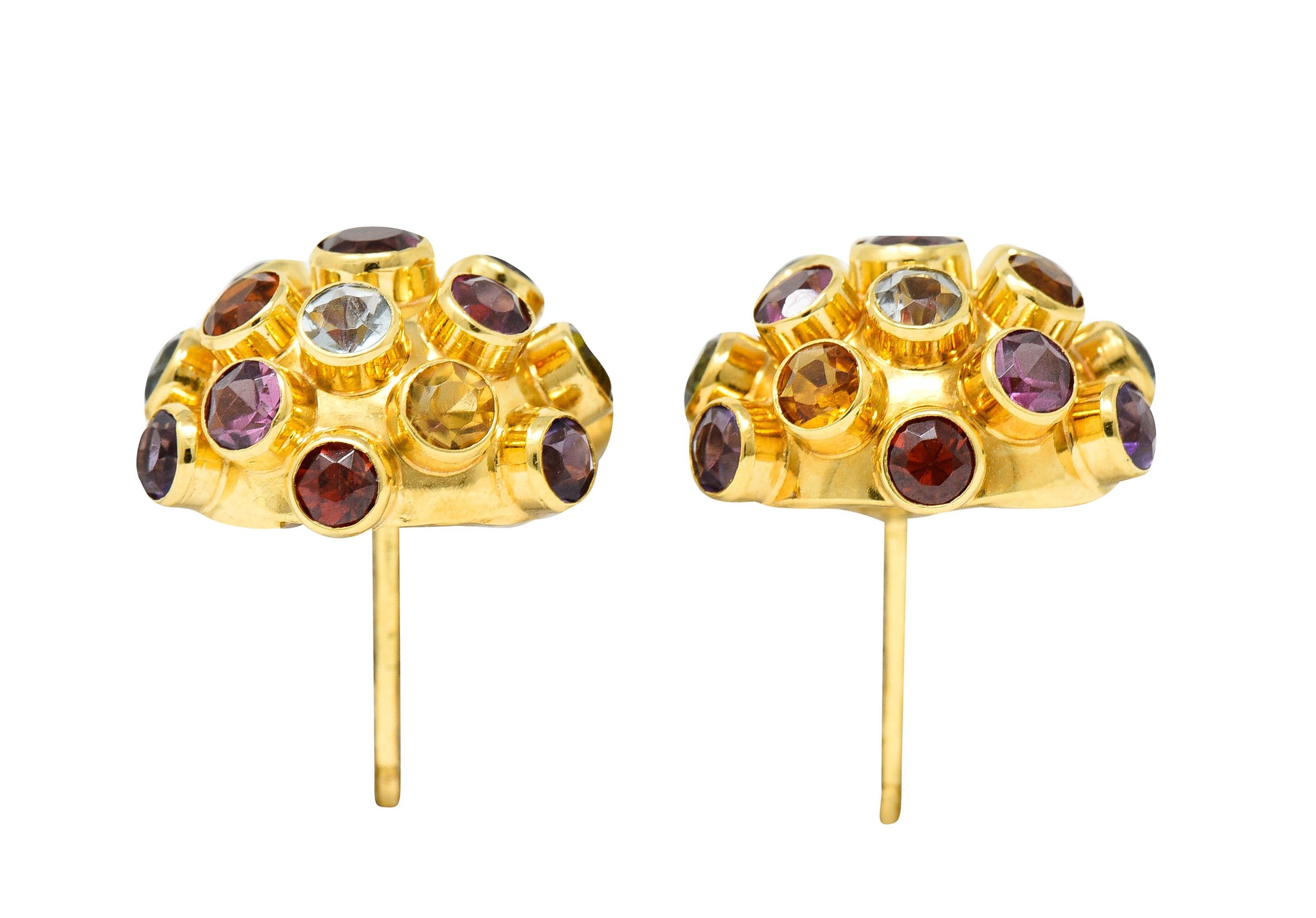 1960's Vintage Multi-Gem 18 Karat Gold Sputnik Cluster EarringsEarrings - Wilson's Estate Jewelry