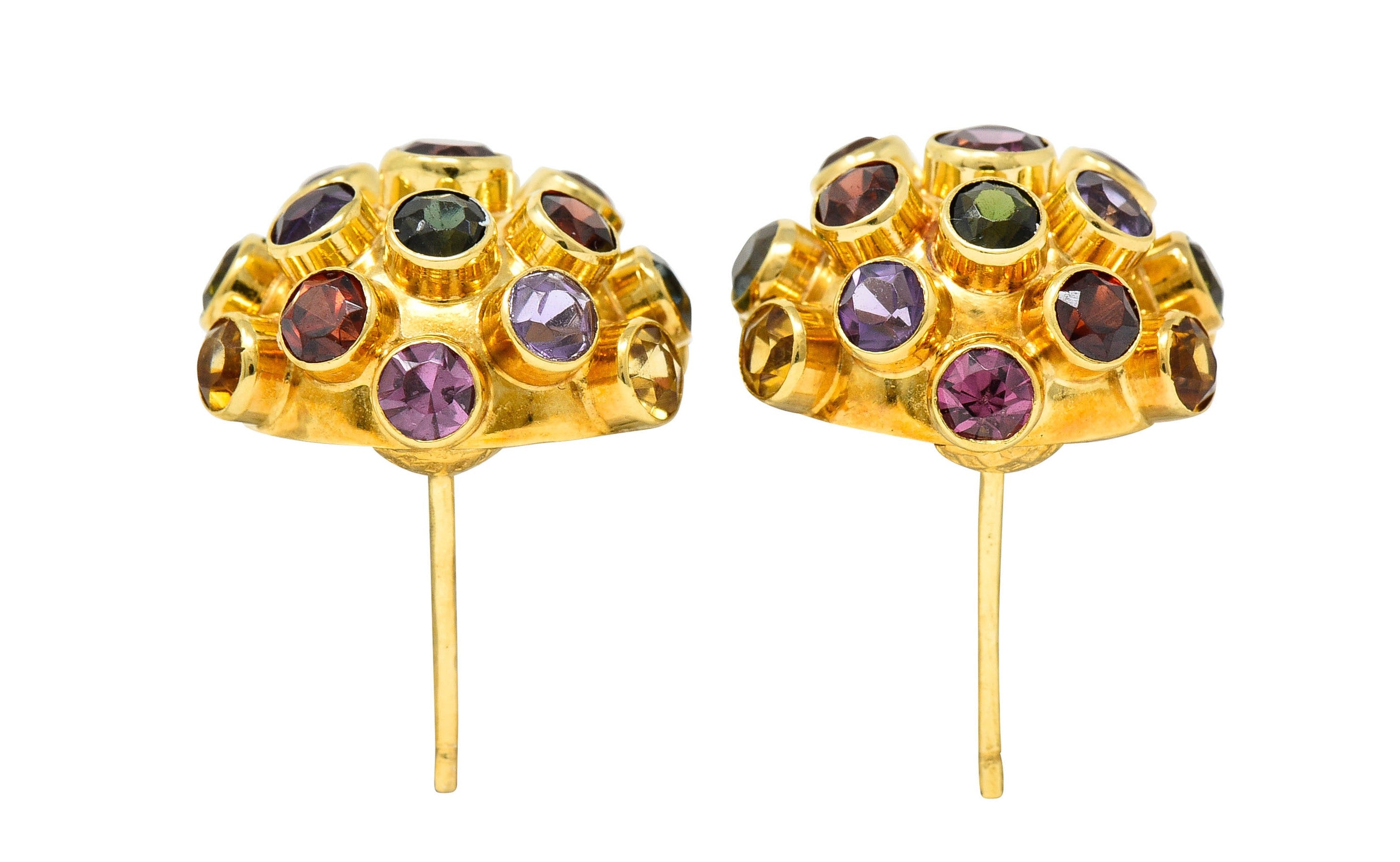 1960's Vintage Multi-Gem 18 Karat Gold Sputnik Cluster EarringsEarrings - Wilson's Estate Jewelry