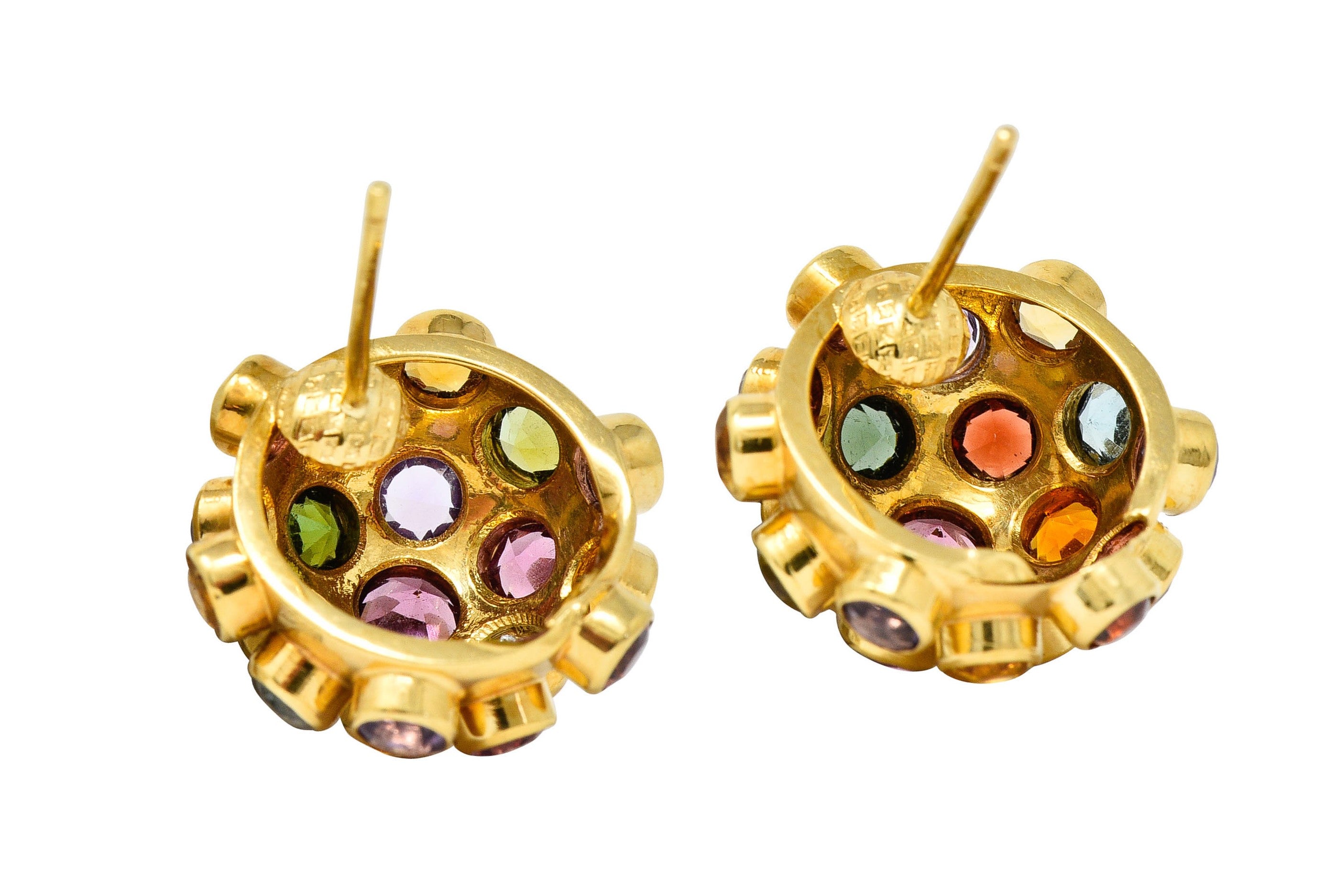 1960's Vintage Multi-Gem 18 Karat Gold Sputnik Cluster EarringsEarrings - Wilson's Estate Jewelry