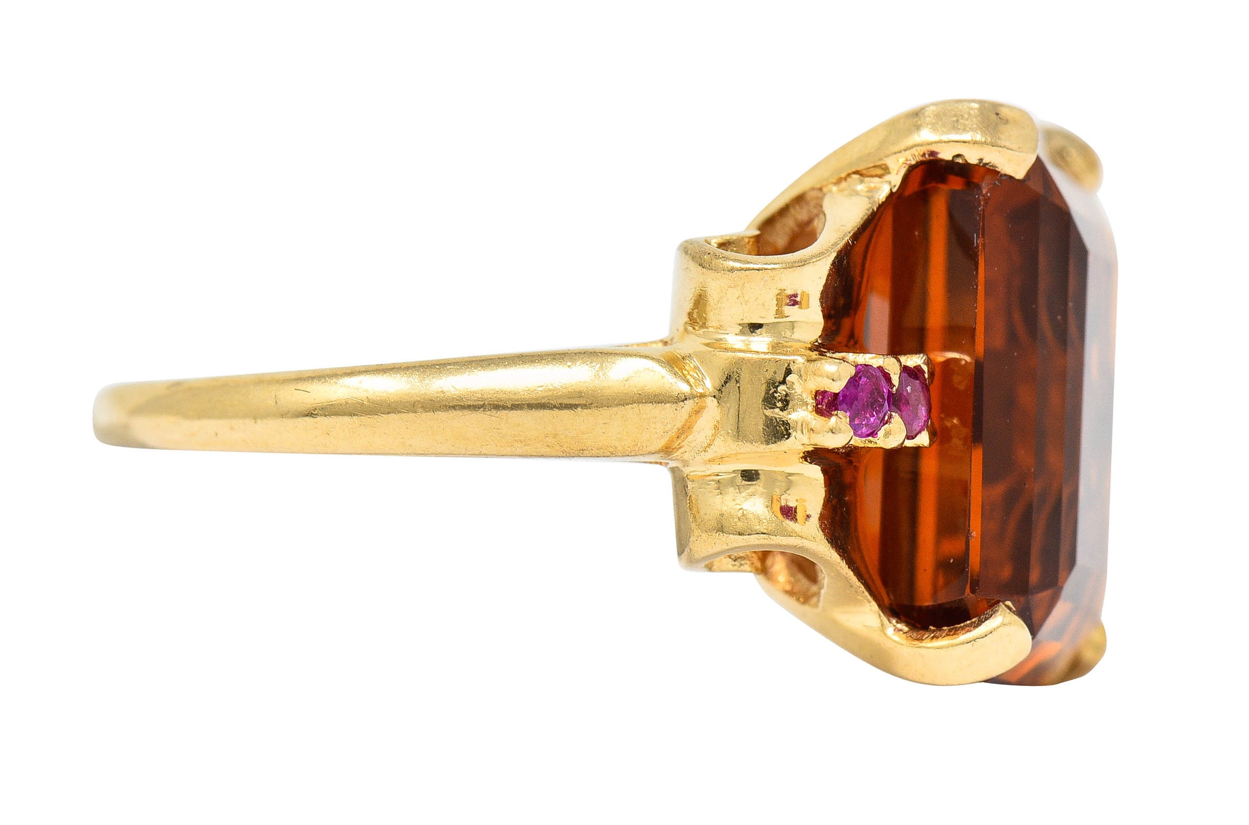 Cartier Retro Citrine Ruby 14 Karat Gold Gemstone RingRing - Wilson's Estate Jewelry