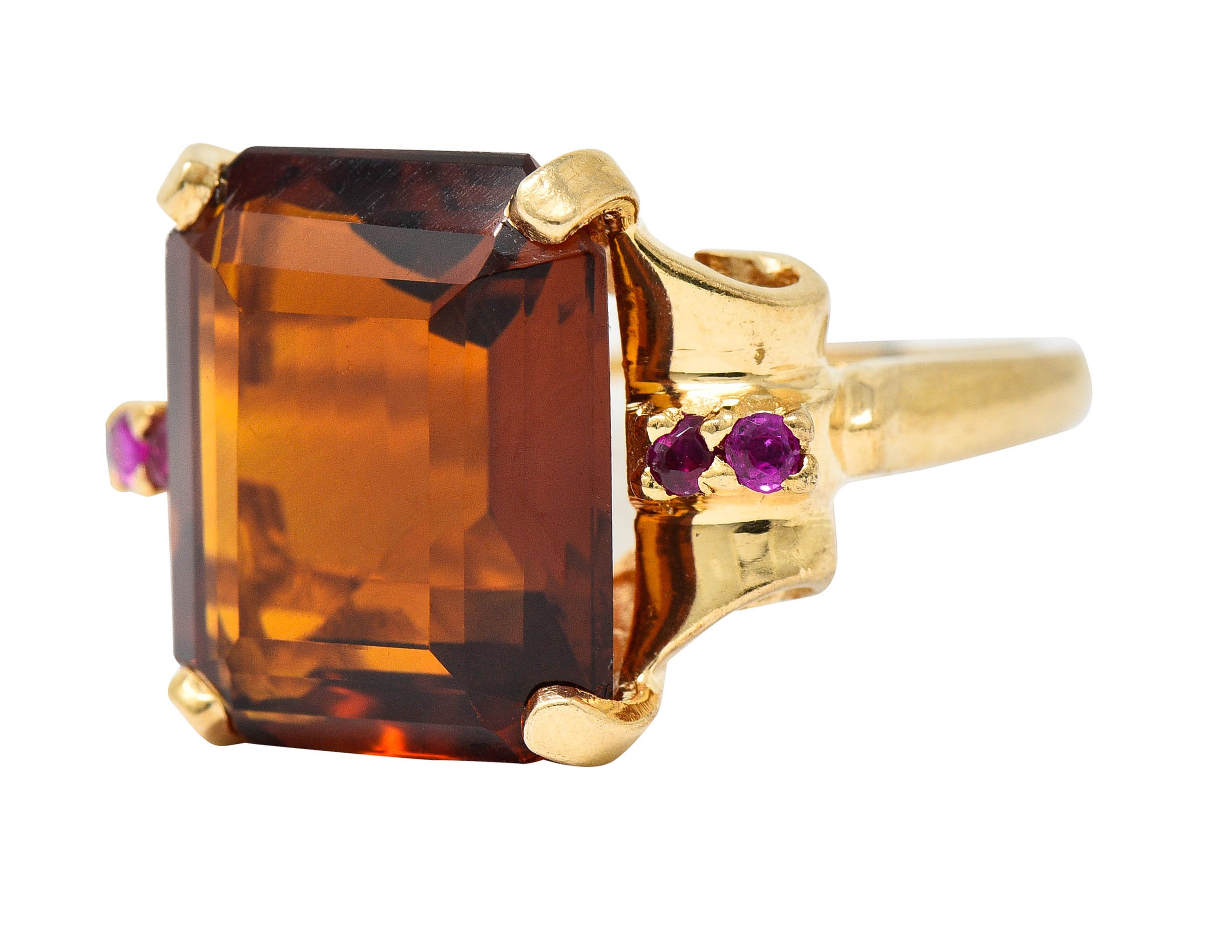 Cartier Retro Citrine Ruby 14 Karat Gold Gemstone RingRing - Wilson's Estate Jewelry