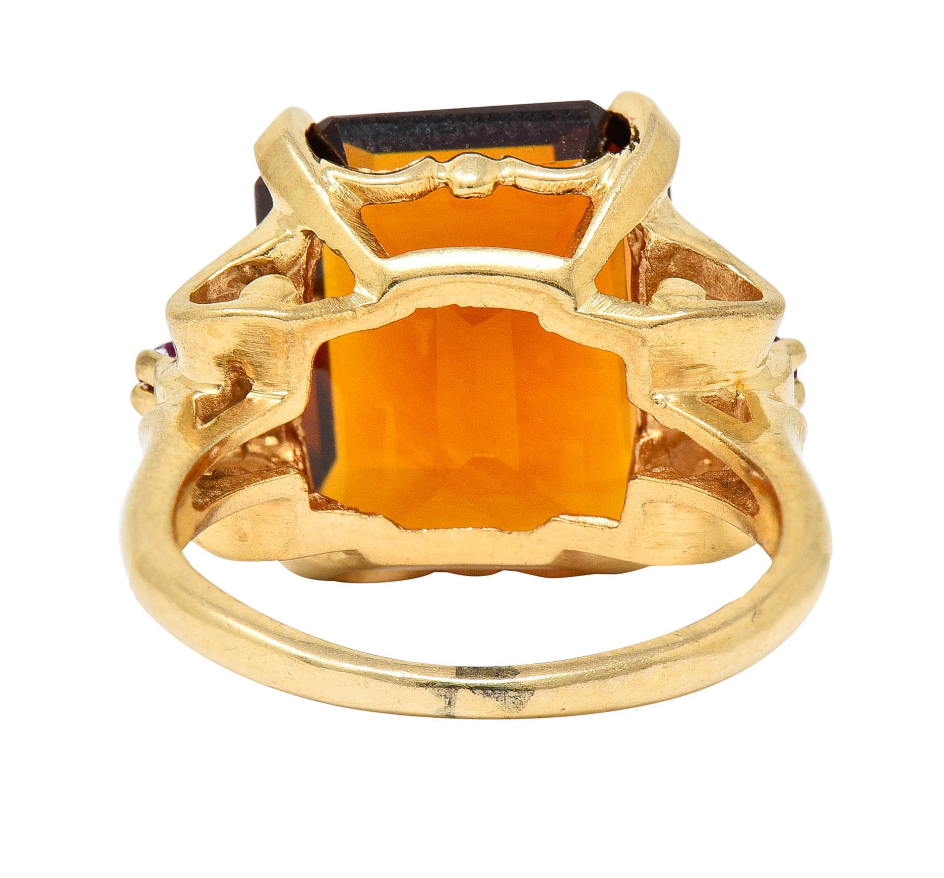 Cartier Retro Citrine Ruby 14 Karat Gold Gemstone RingRing - Wilson's Estate Jewelry