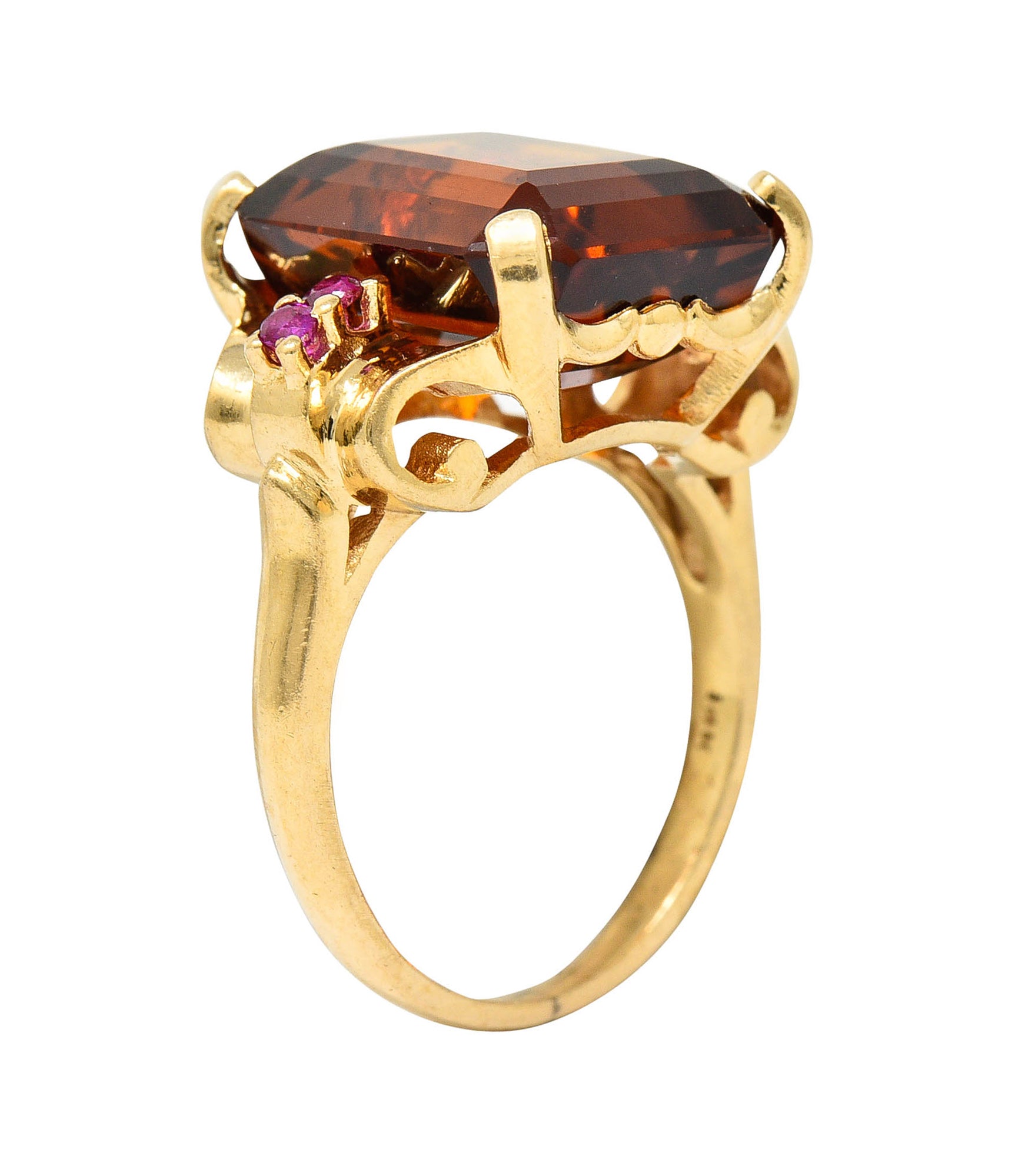 Cartier Retro Citrine Ruby 14 Karat Gold Gemstone RingRing - Wilson's Estate Jewelry