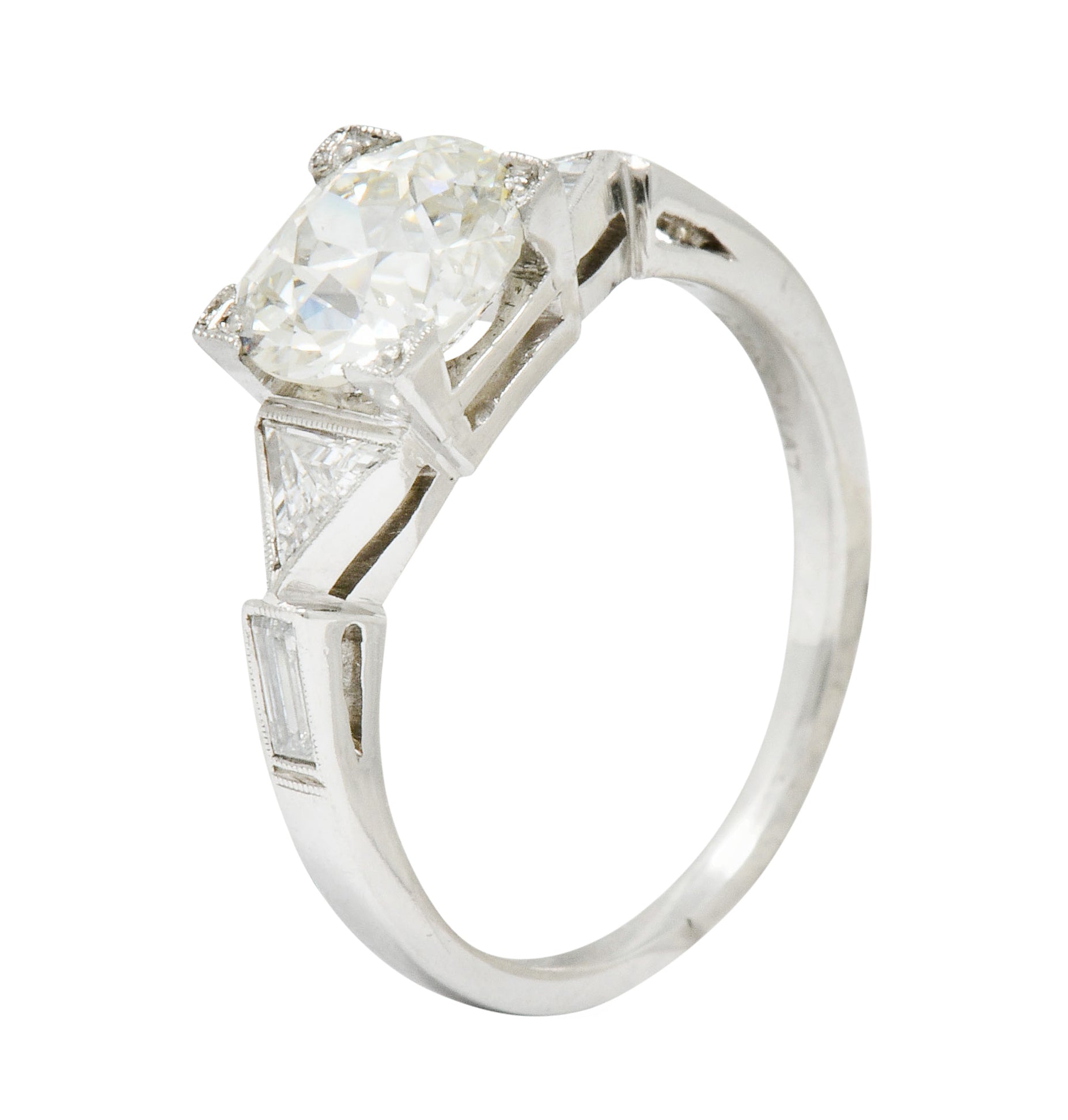 Exquisite Retro 2.08 CTW Diamond Platinum Trillion Engagement Ring GIA Wilson's Estate Jewelry