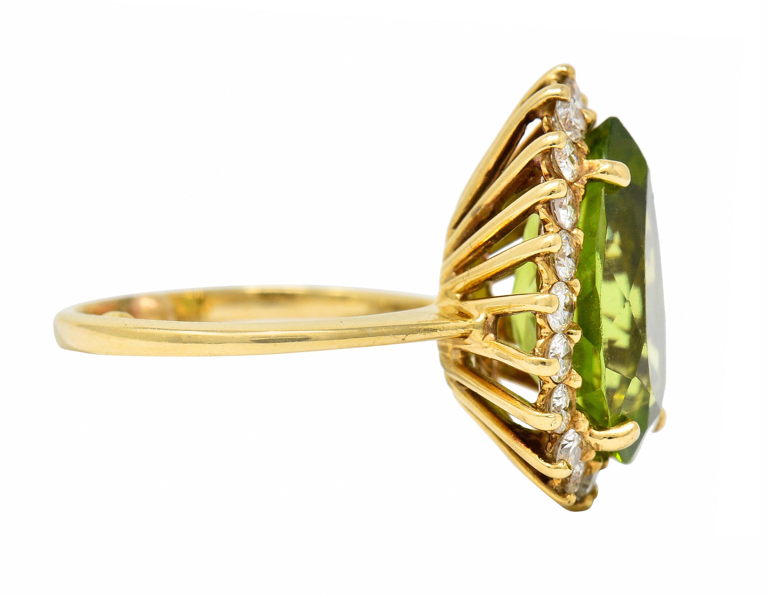 Vintage 5.60 CTW Peridot Diamond 14 Karat Gold Pear Cluster RingRing - Wilson's Estate Jewelry