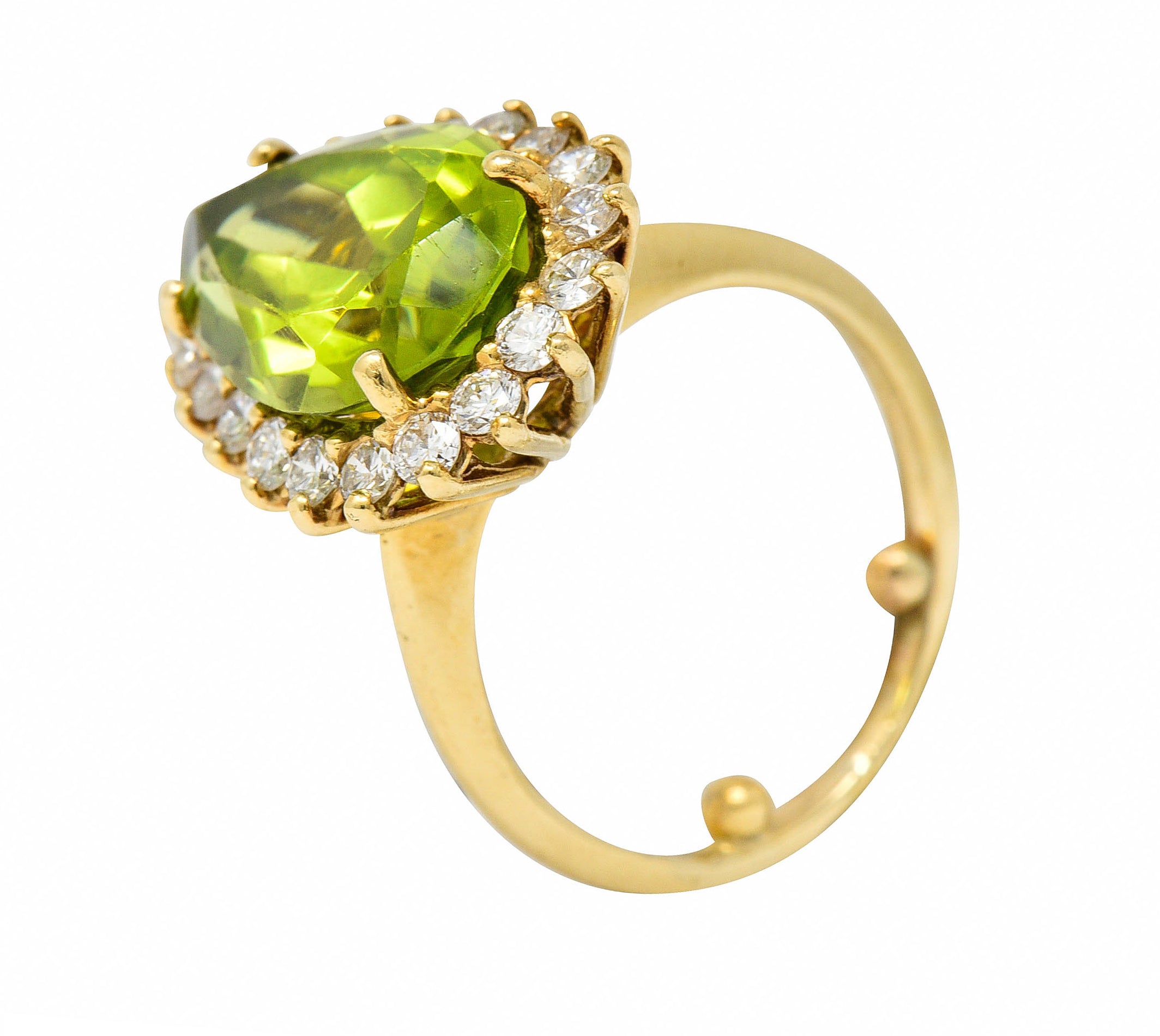 Vintage 5.60 CTW Peridot Diamond 14 Karat Gold Pear Cluster RingRing - Wilson's Estate Jewelry