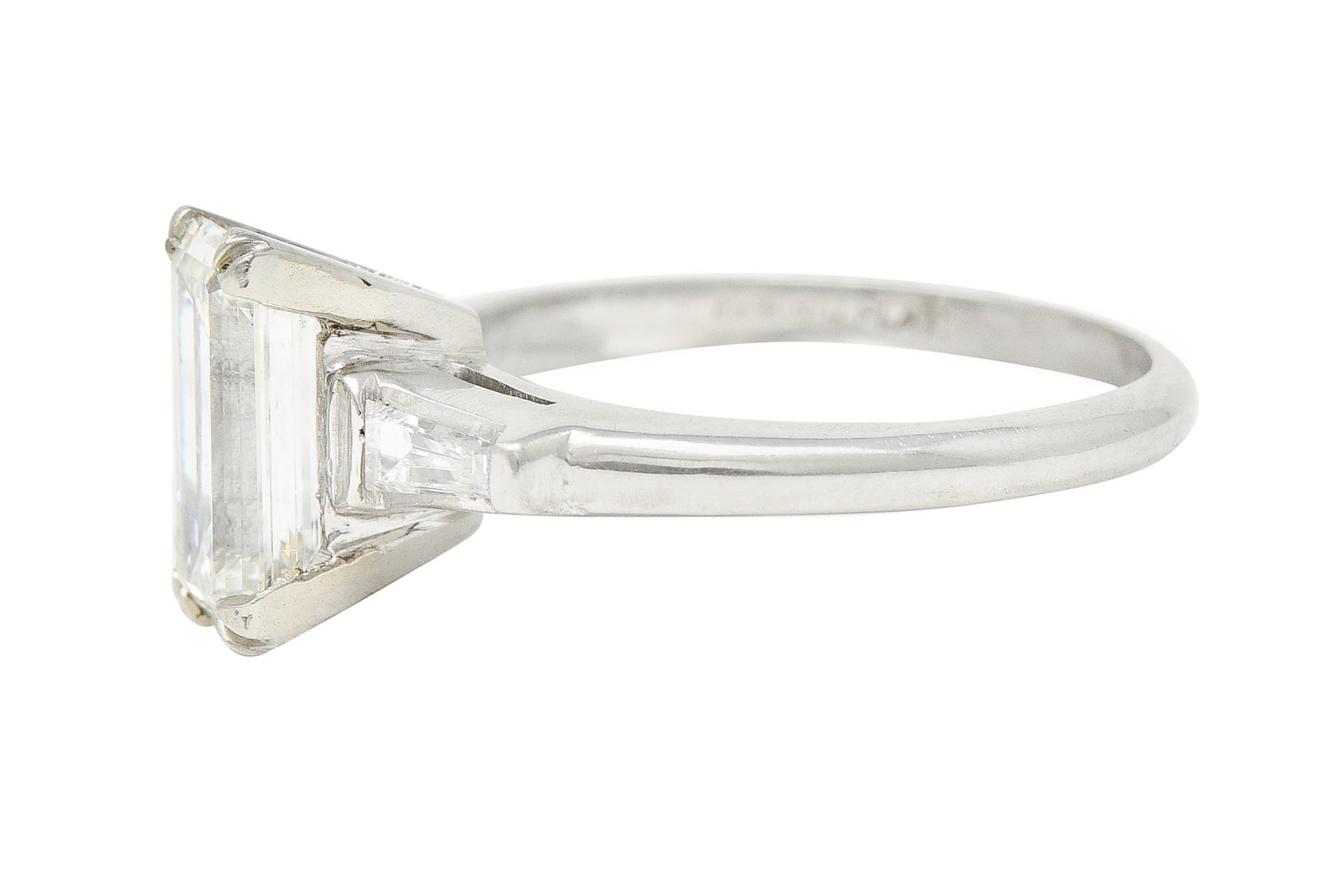 Mid-Century 1.72 CTW Emerald Cut Diamond Platinum Engagement RingRing - Wilson's Estate Jewelry