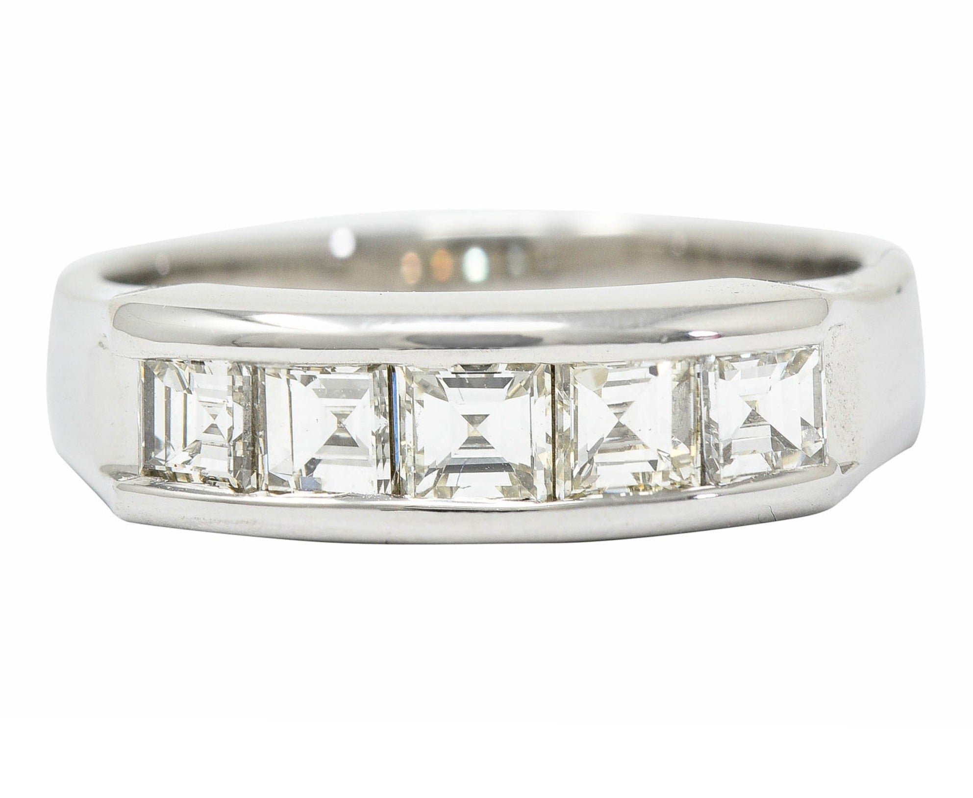 Contemporary 1.03 CTW Square Step Cut Diamond Platinum Stacking Band RingRing - Wilson's Estate Jewelry