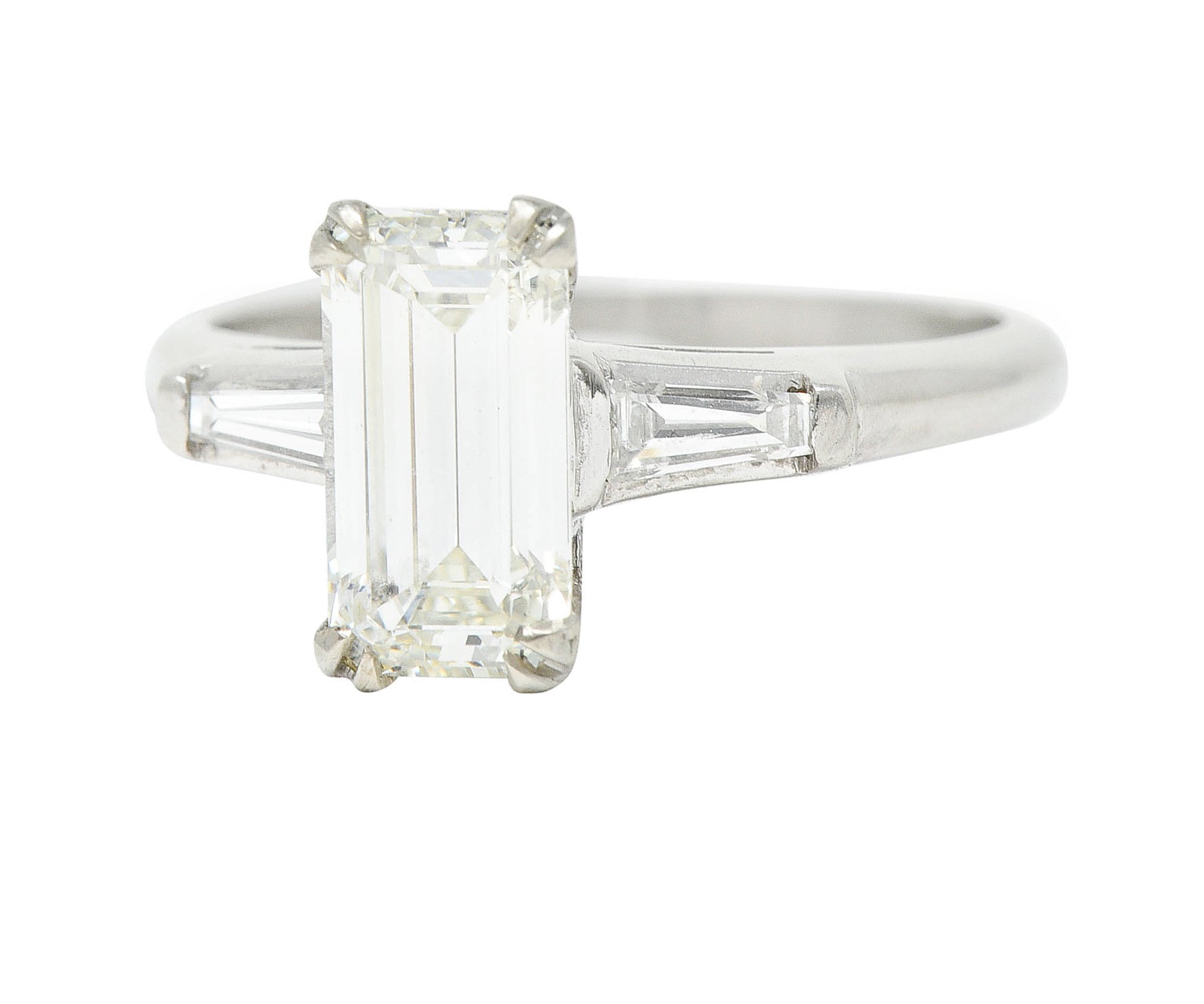 Mid-Century 1.72 CTW Emerald Cut Diamond Platinum Engagement RingRing - Wilson's Estate Jewelry