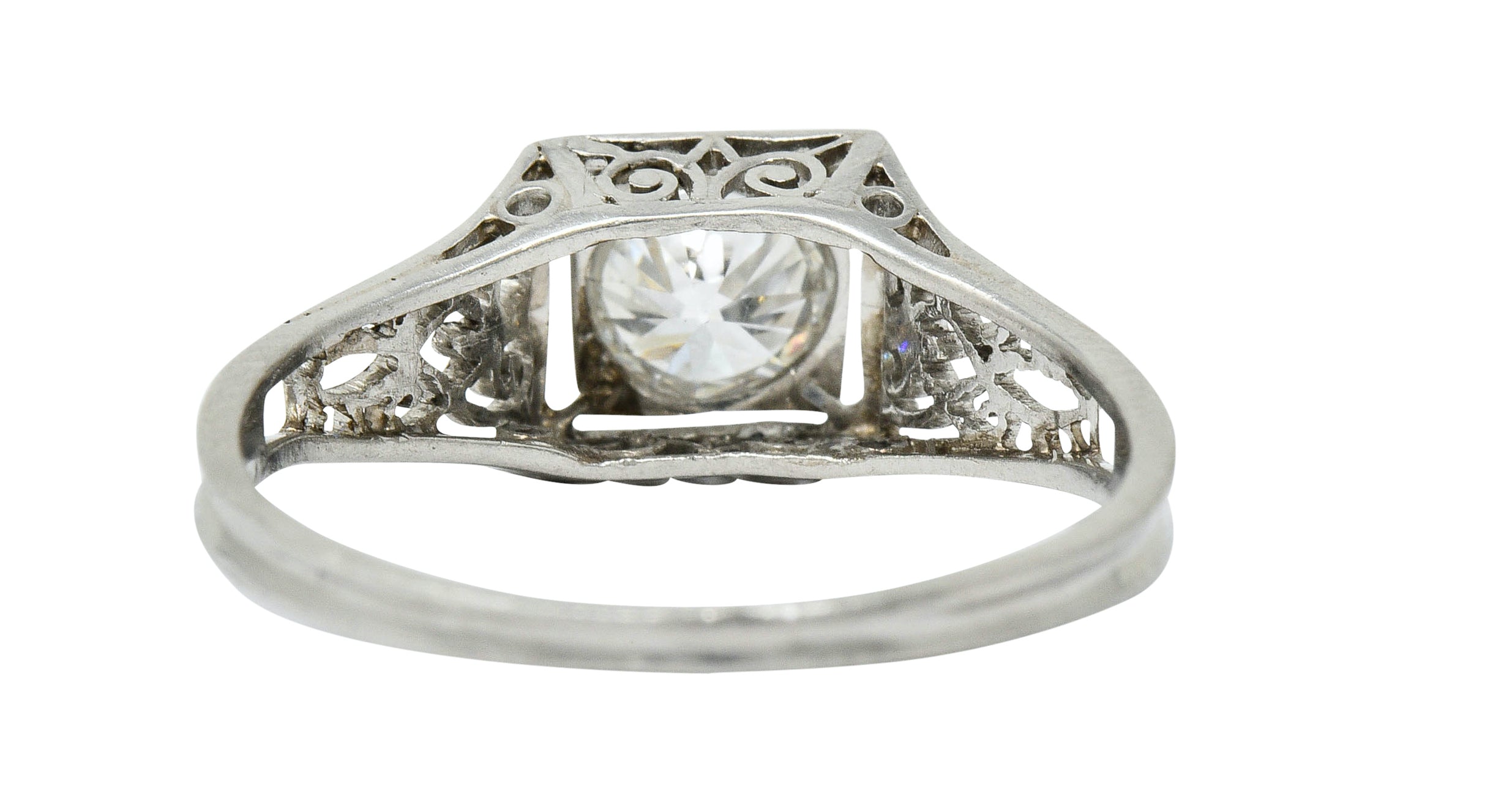 W.W. Fulmer & Co. 0.46 CTW Diamond Platinum Scrolled Heart Engagement RingRing - Wilson's Estate Jewelry