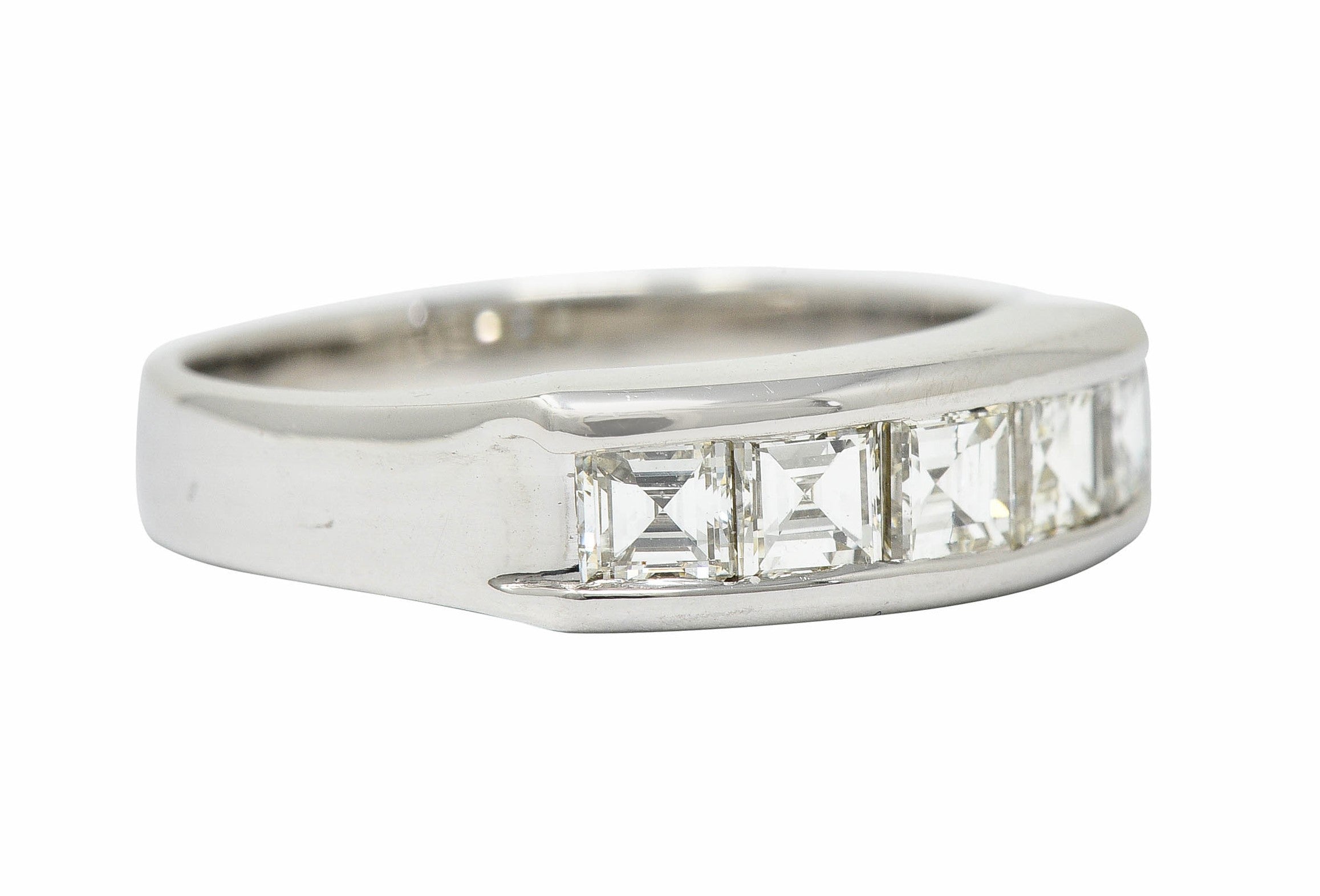 Contemporary 1.03 CTW Square Step Cut Diamond Platinum Stacking Band RingRing - Wilson's Estate Jewelry