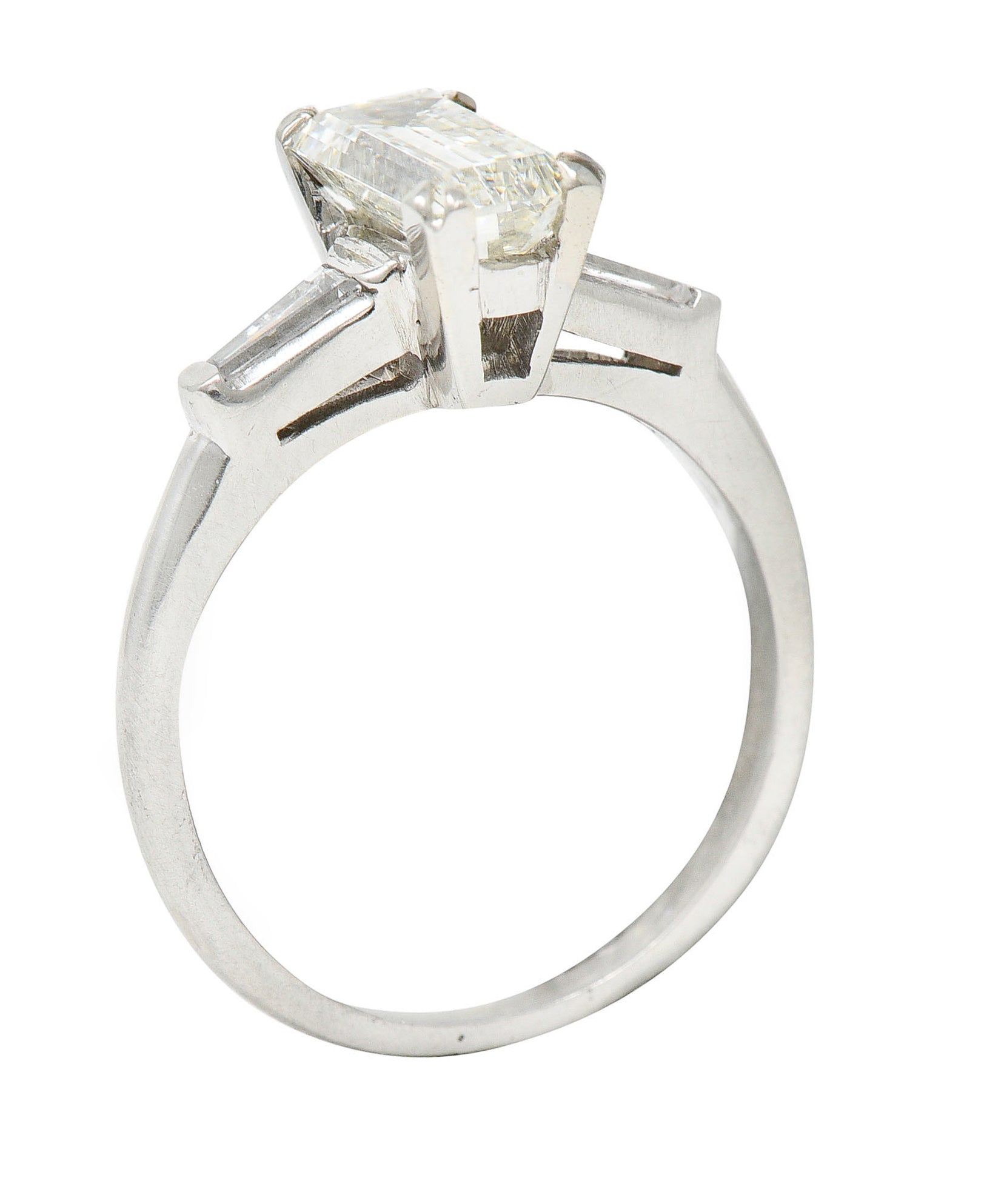 Mid-Century 1.72 CTW Emerald Cut Diamond Platinum Engagement RingRing - Wilson's Estate Jewelry